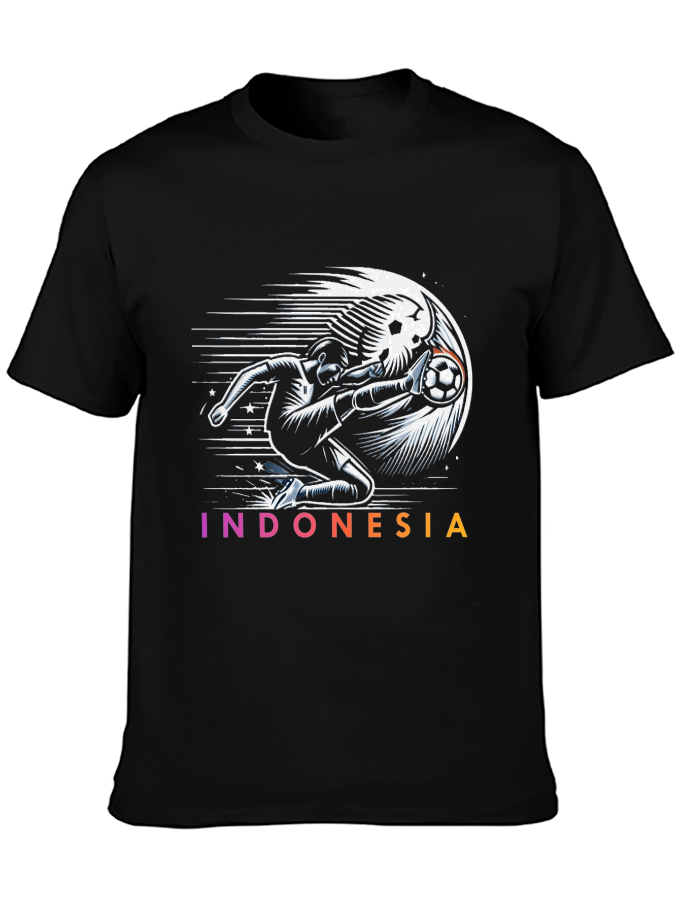 Indonesia Soccer Graphic Tee - Black Cotton T-Shirt