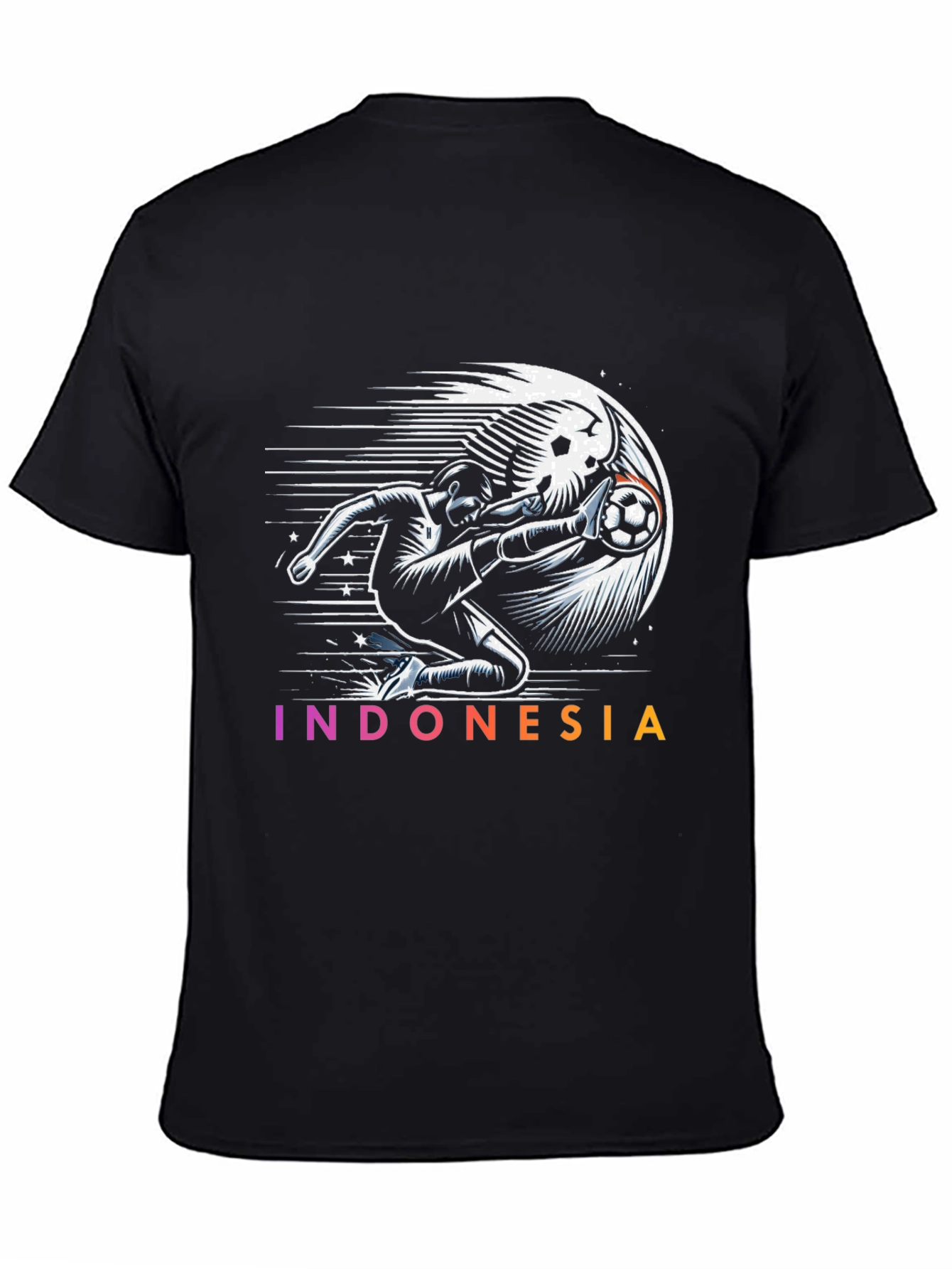 Indonesia Soccer Graphic Tee - Black Cotton T-Shirt
