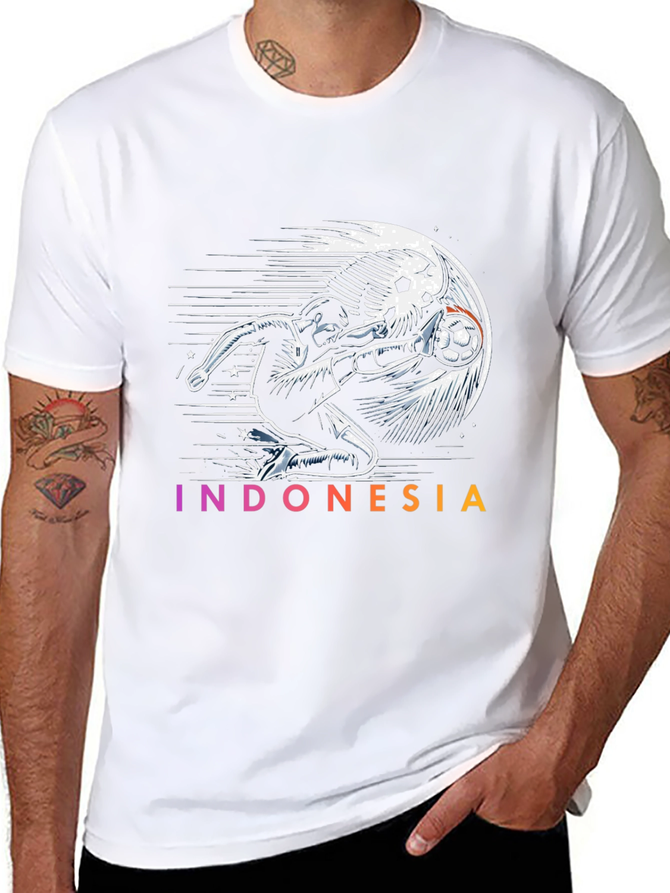 Indonesia Soccer Graphic Tee - Black Cotton T-Shirt
