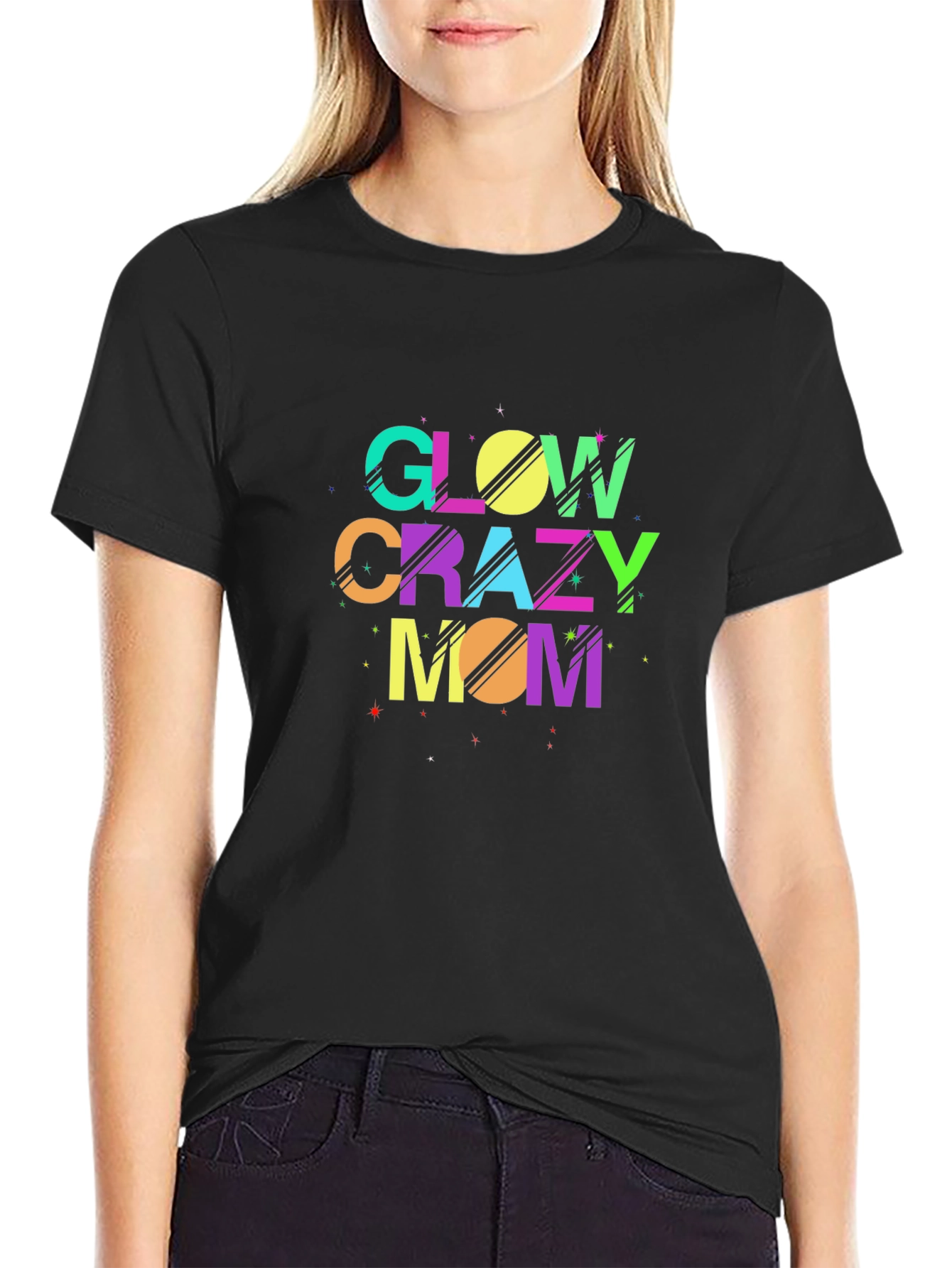 Glow Crazy Mom Black T-Shirt