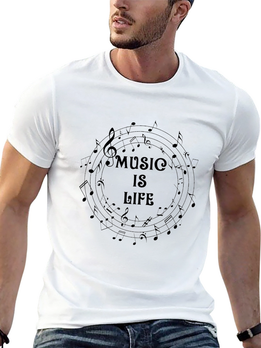 Music is Life Graphic Black Tee