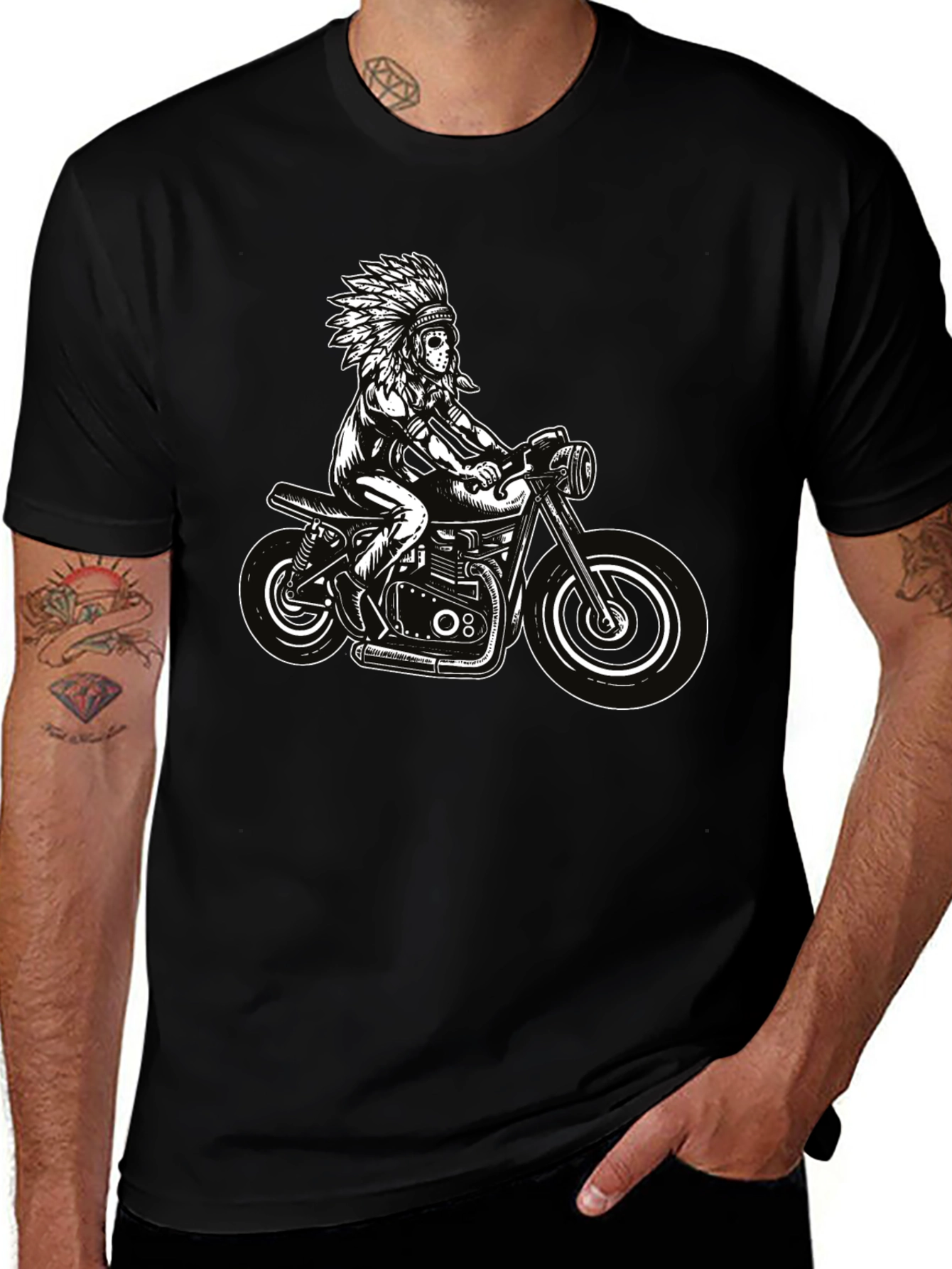 Black Indian Motorcycle Graphic T-Shirt