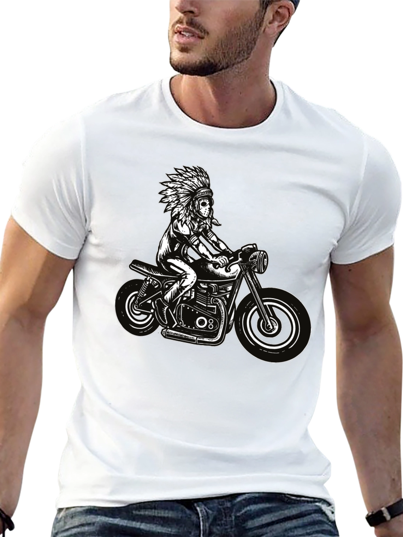 Black Indian Motorcycle Graphic T-Shirt