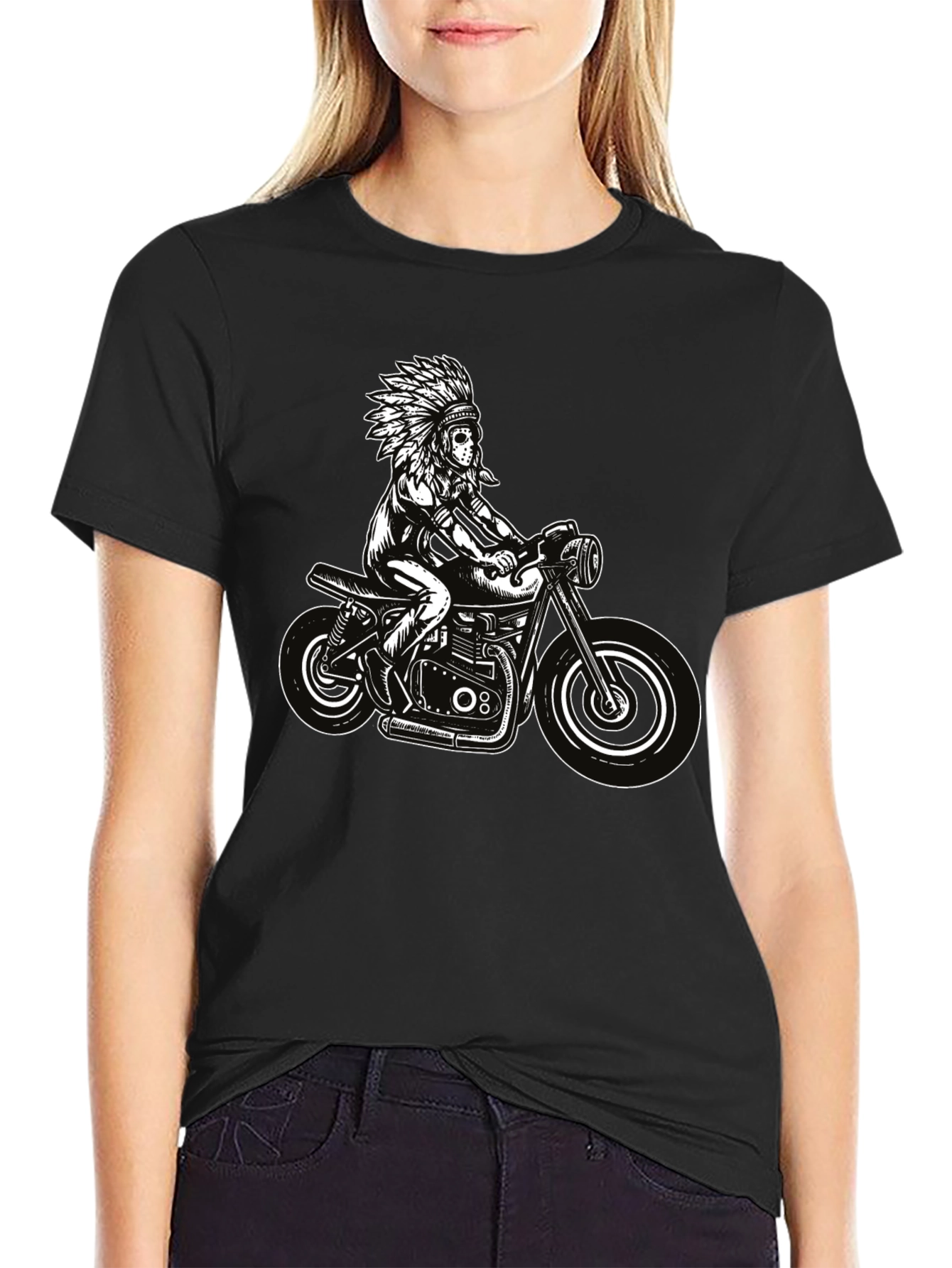 Black Indian Motorcycle Graphic T-Shirt