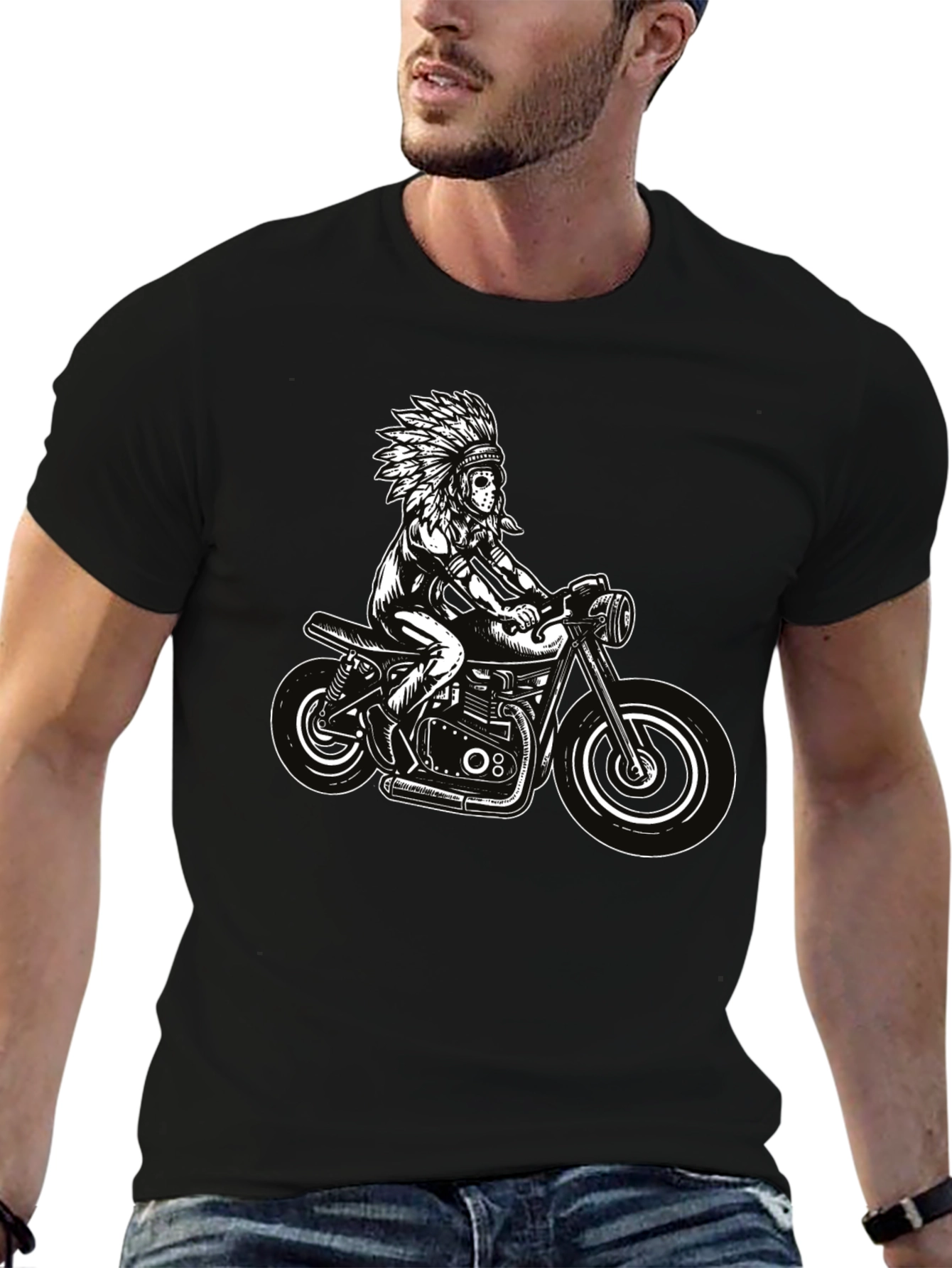 Black Indian Motorcycle Graphic T-Shirt