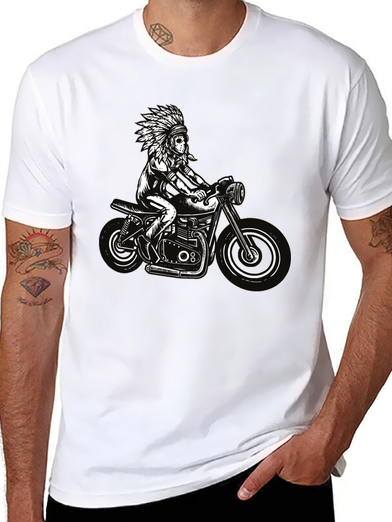 Black Indian Motorcycle Graphic T-Shirt