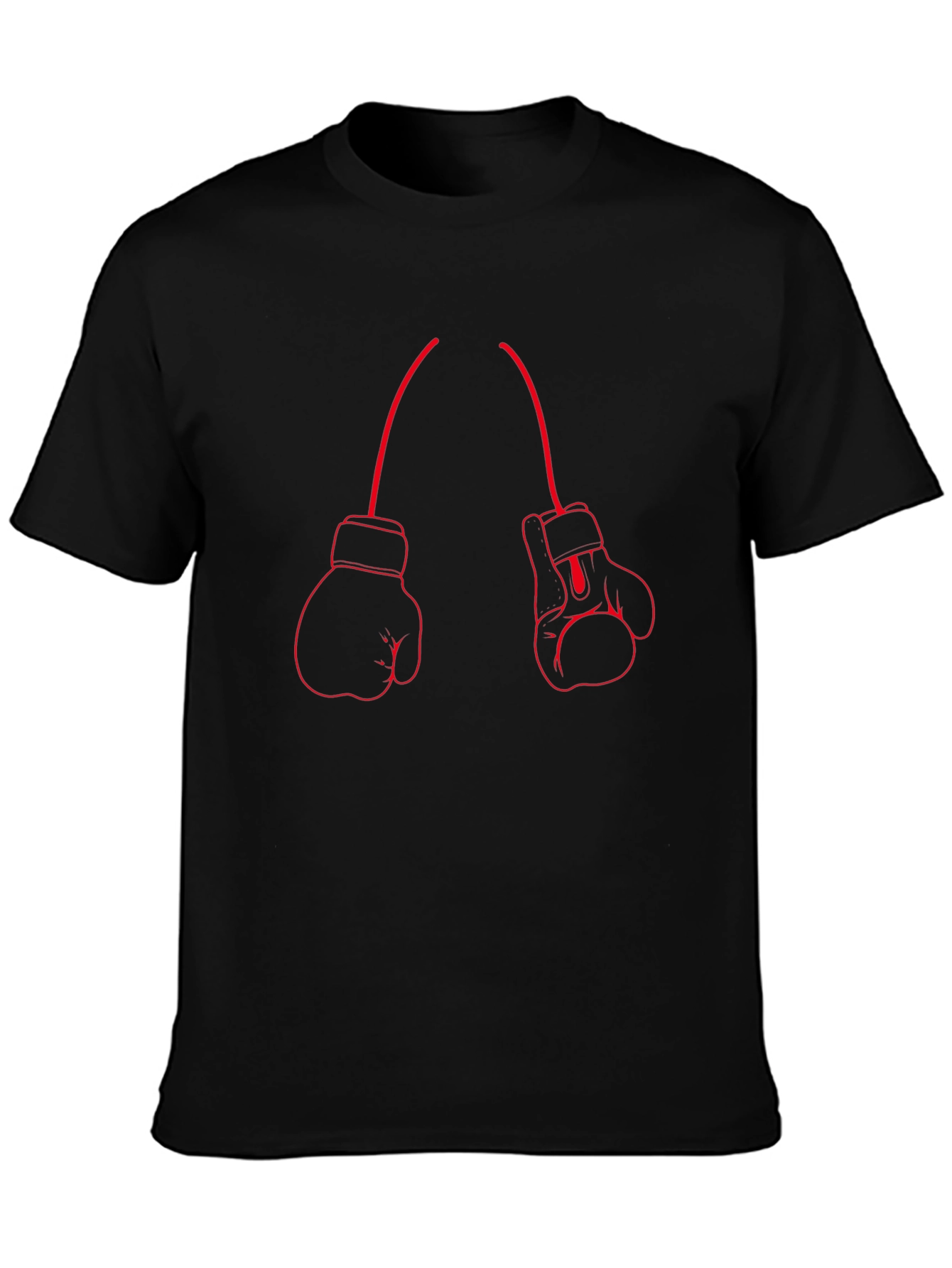 Boxing Glove Graphic Tee - Red Outline on Black