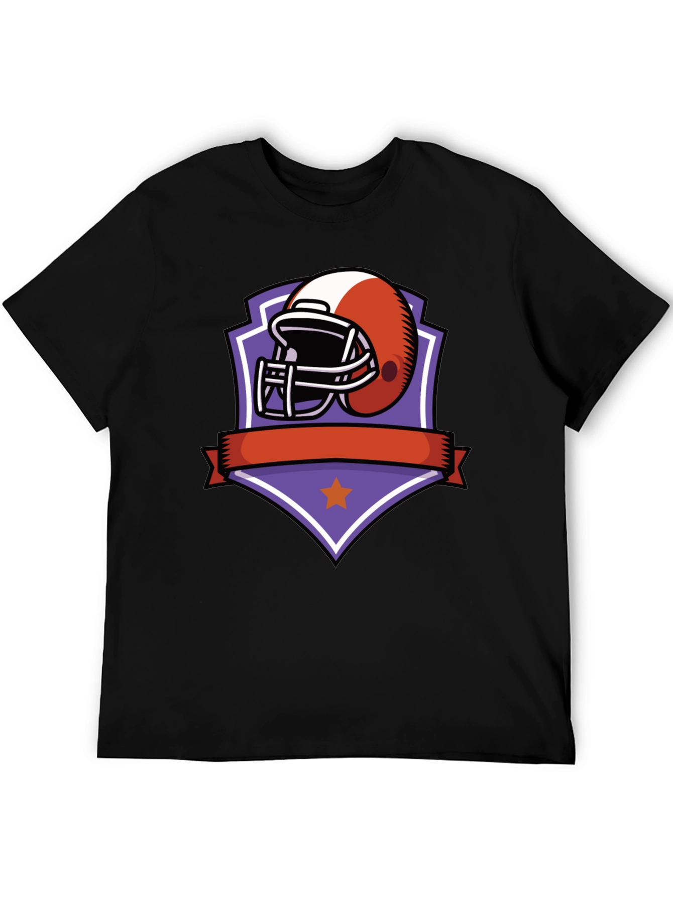 Football Helmet Graphic Tee - Black Cotton Shirt