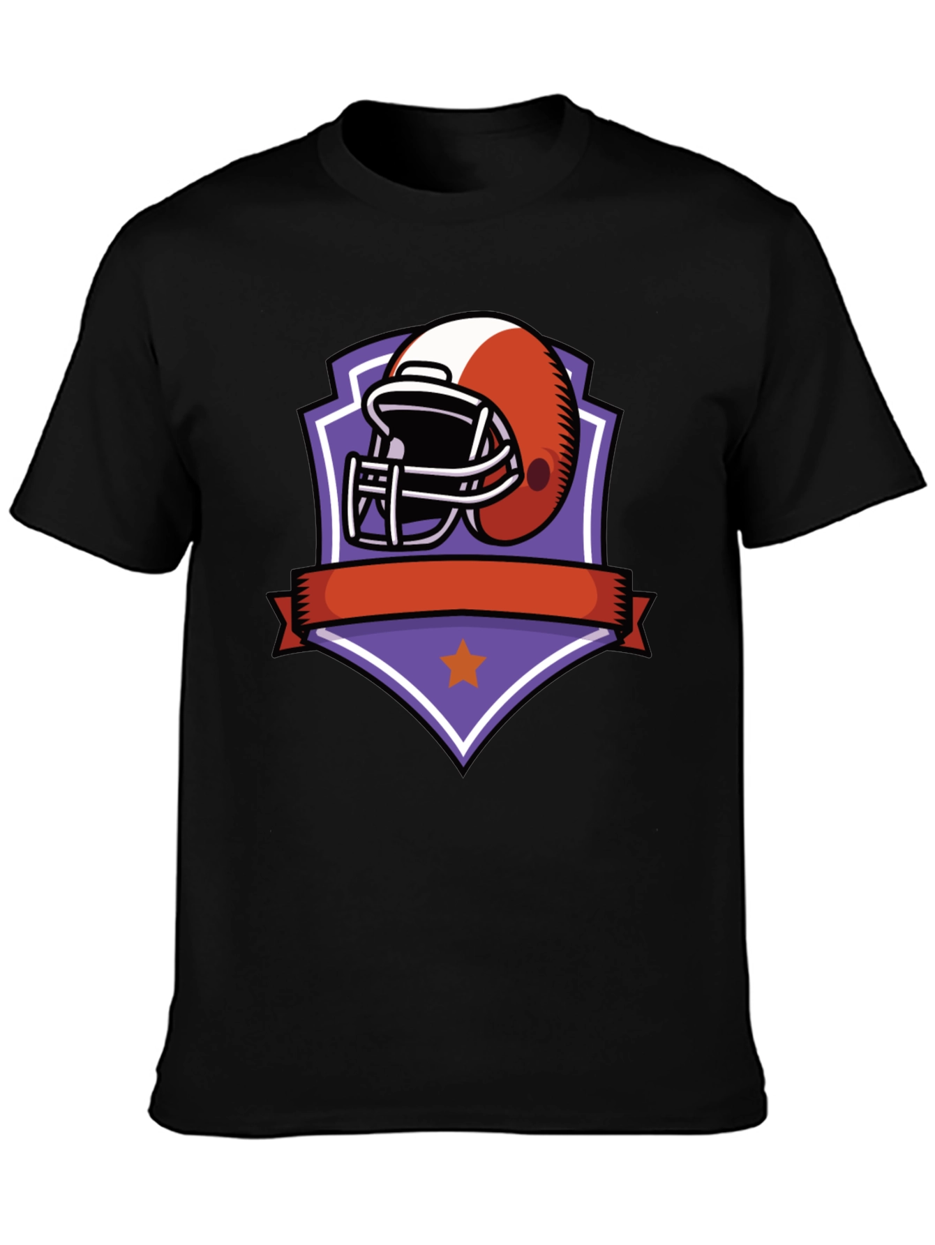 Football Helmet Graphic Tee - Black Cotton Shirt