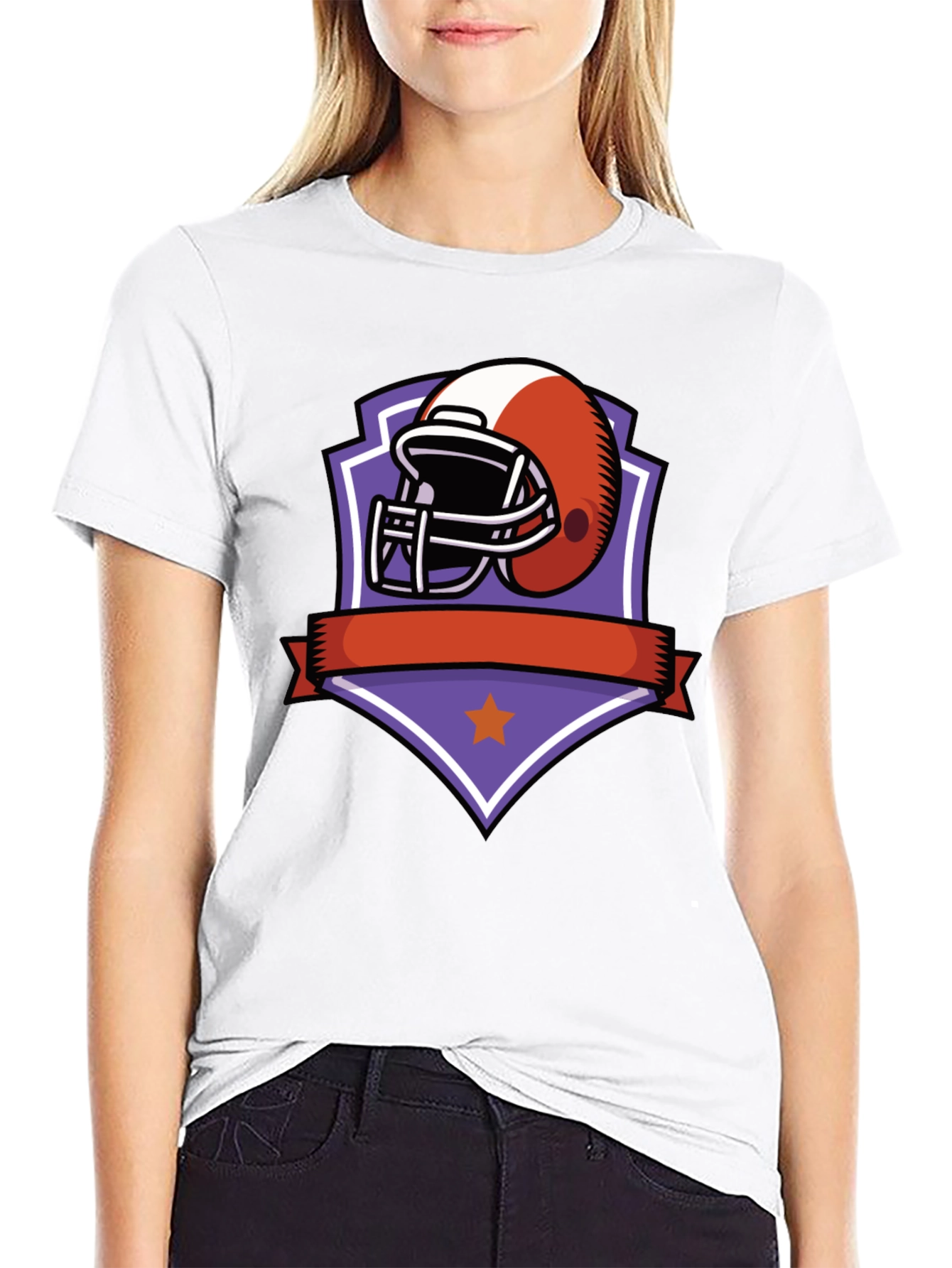 Football Helmet Graphic Tee - Black Cotton Shirt