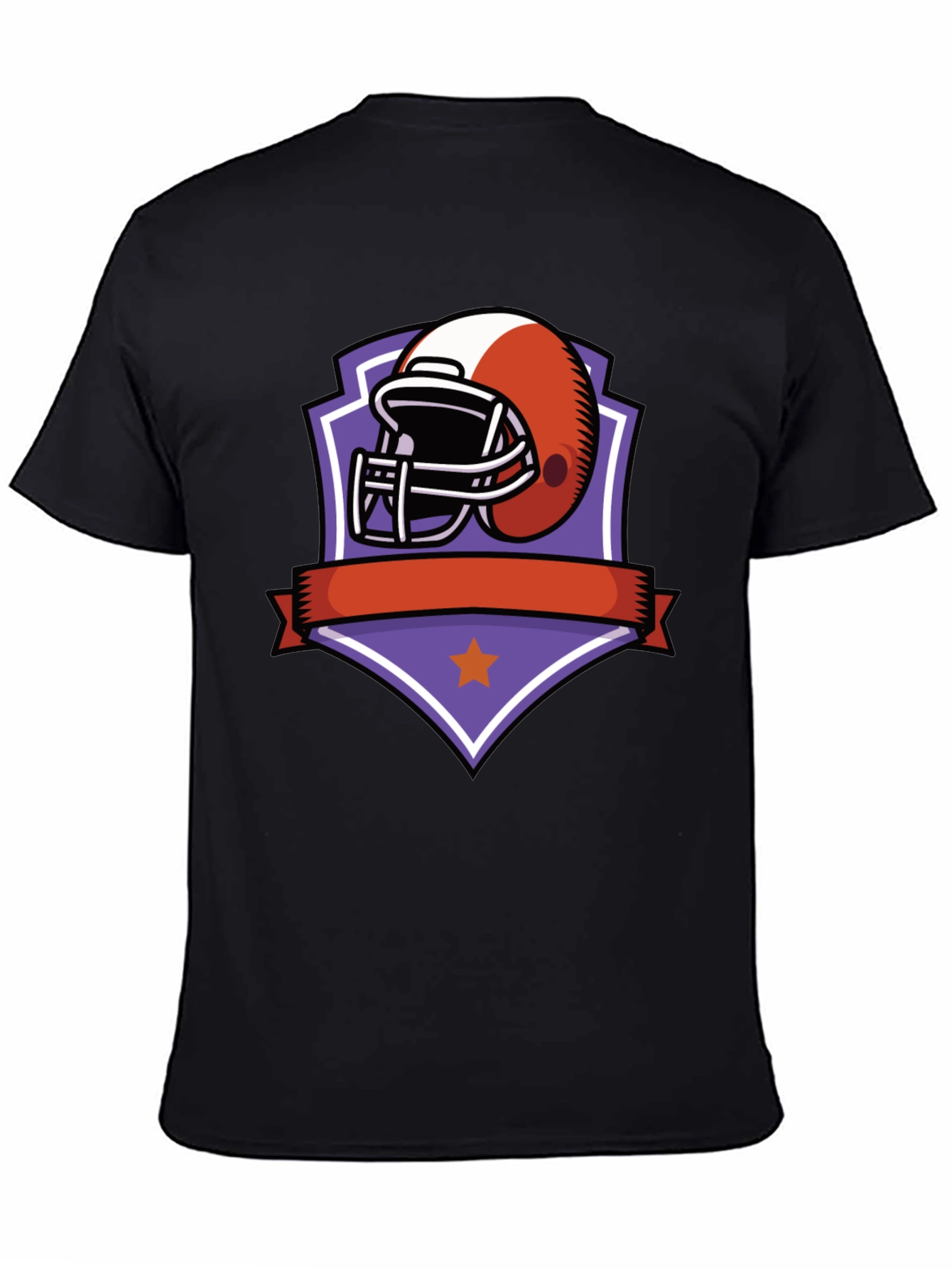 Football Helmet Graphic Tee - Black Cotton Shirt