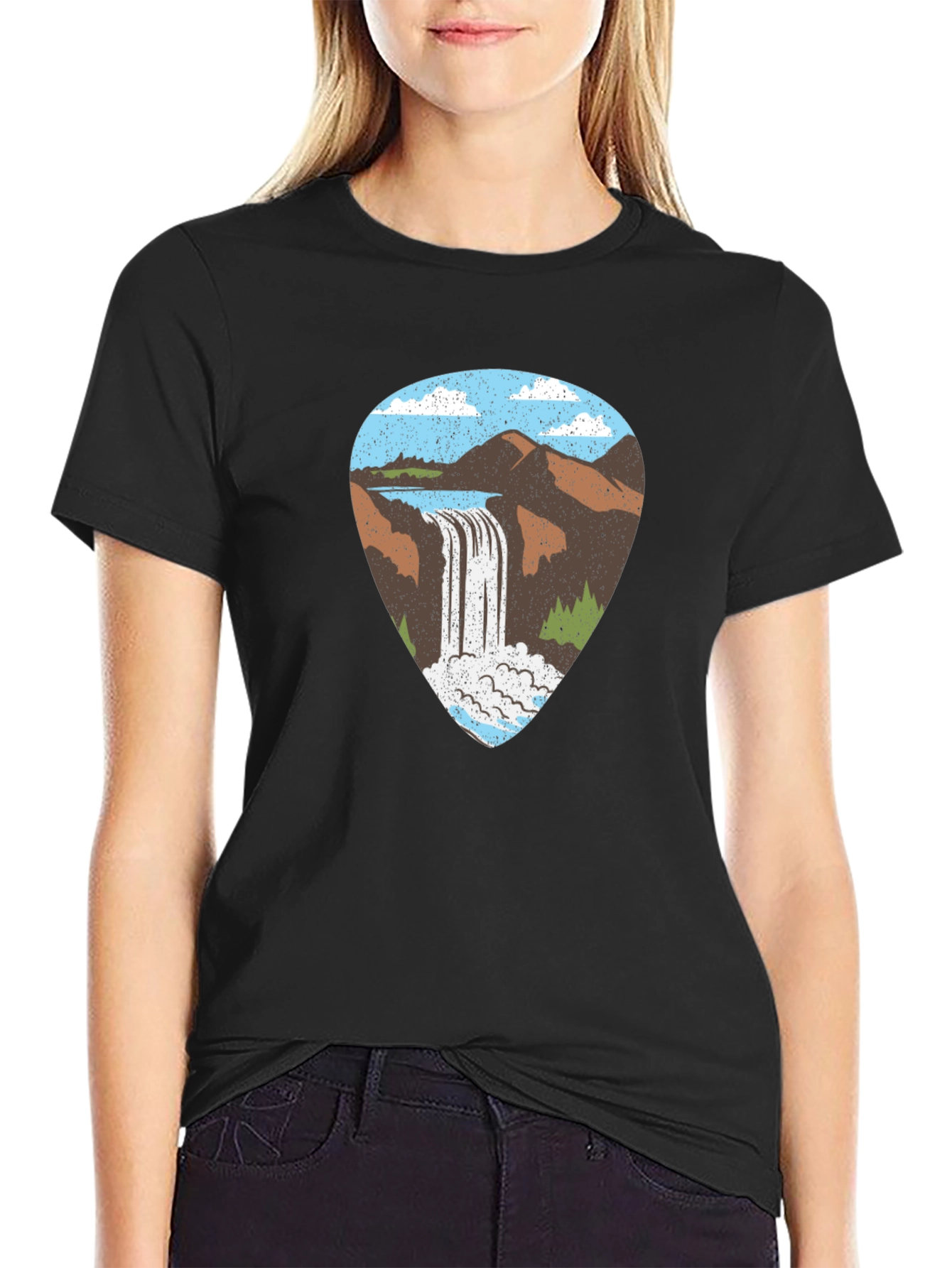 Waterfall Guitar Pick Graphic T-Shirt
