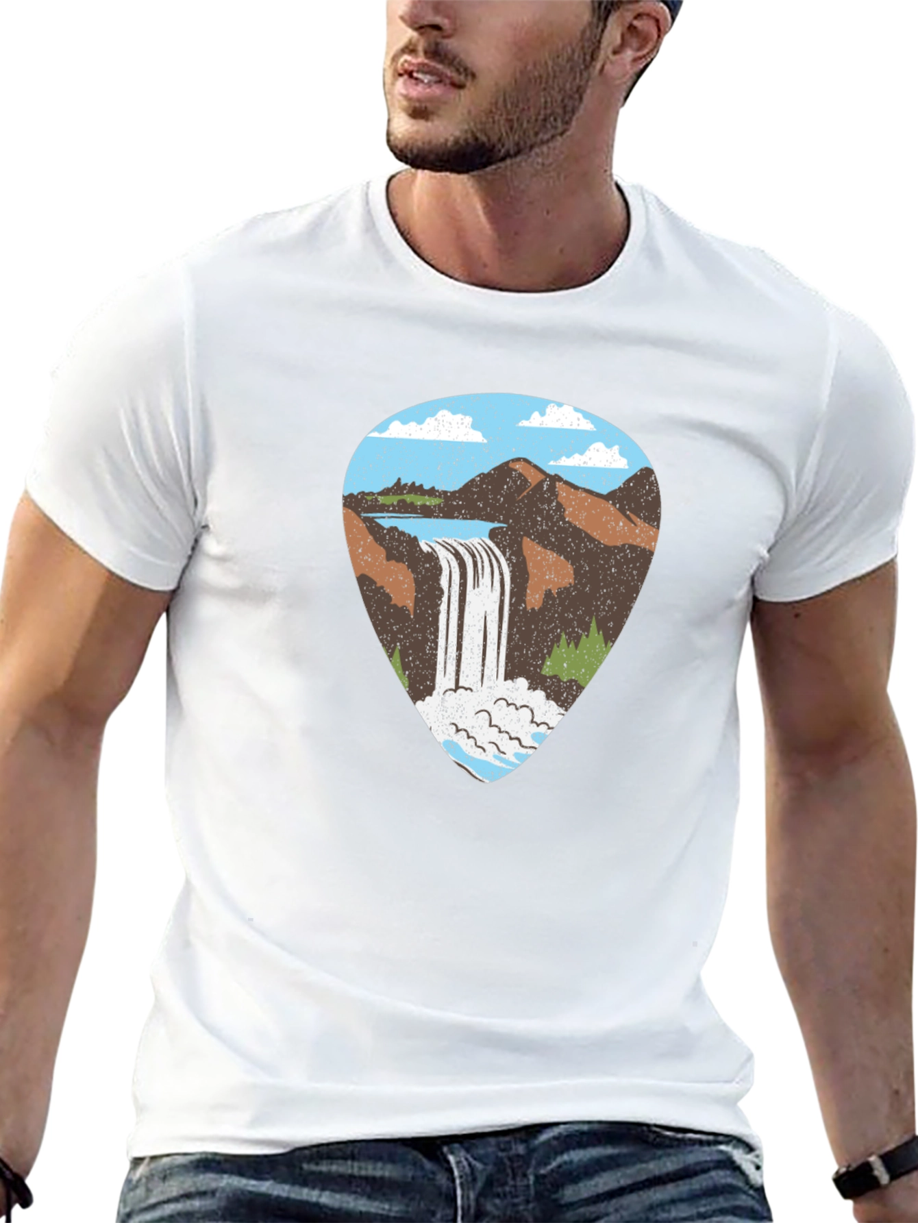 Waterfall Guitar Pick Graphic T-Shirt