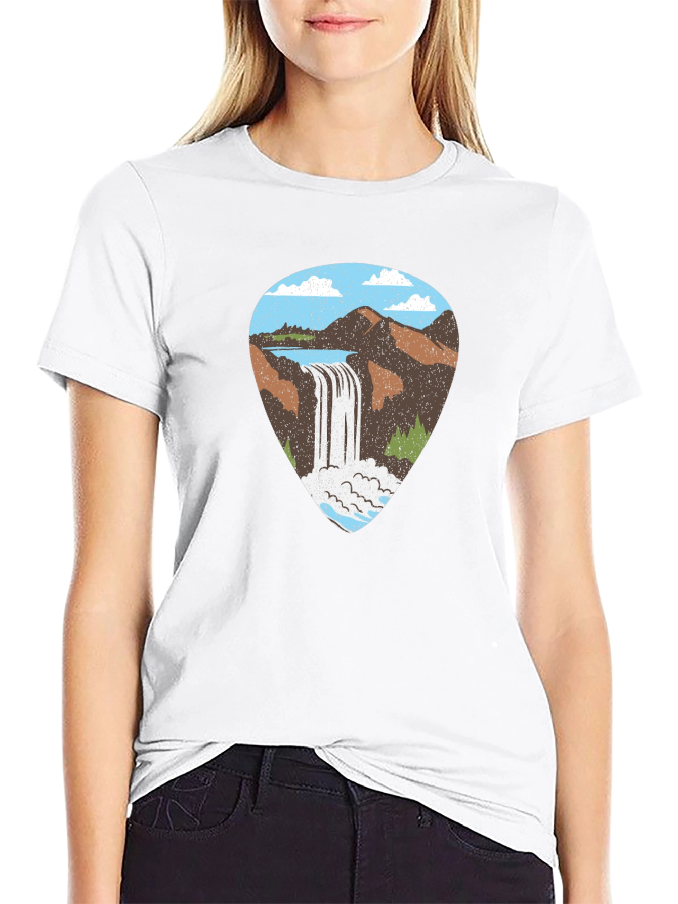 Waterfall Guitar Pick Graphic T-Shirt