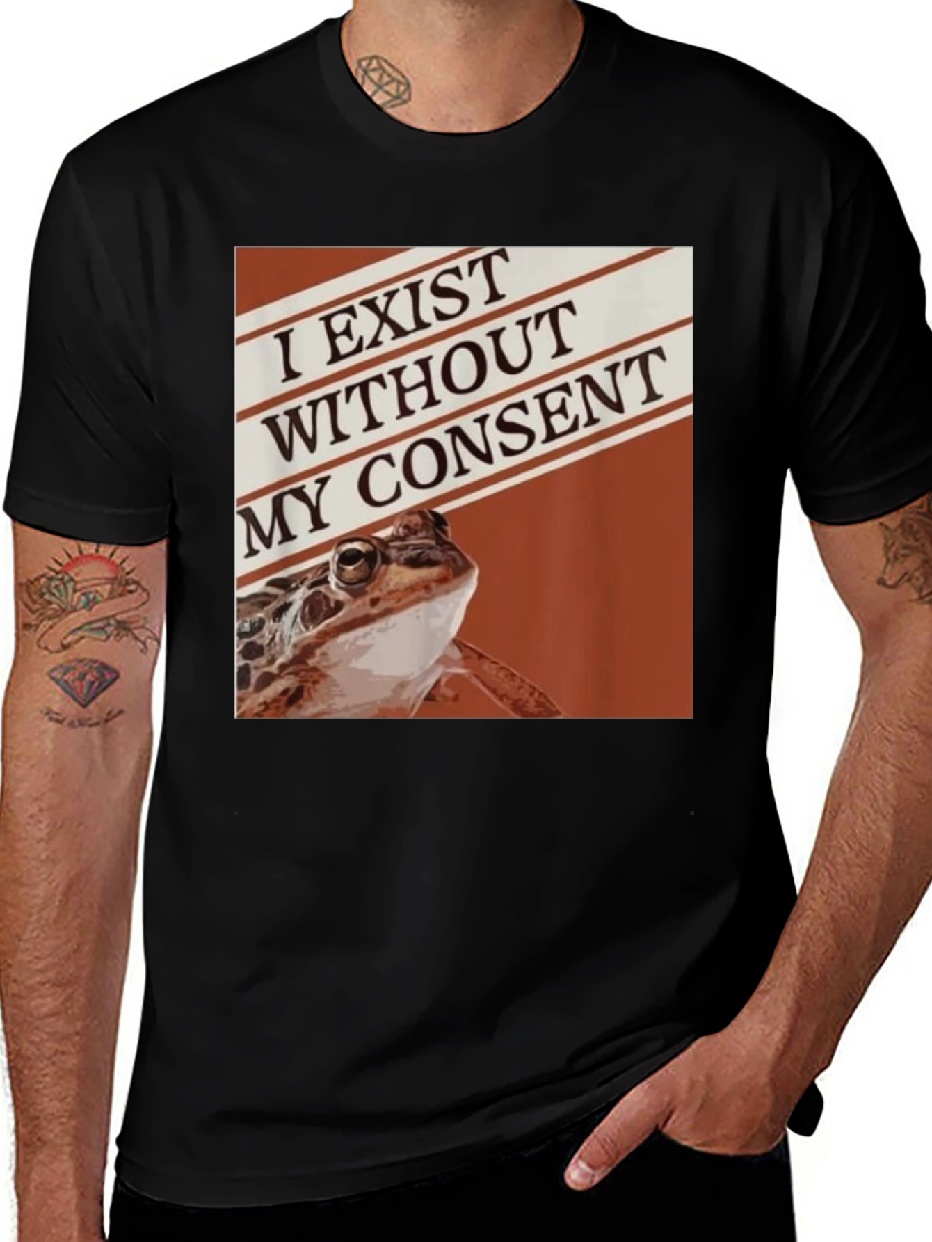 Exist Without Consent Frog Graphic Tee - Black