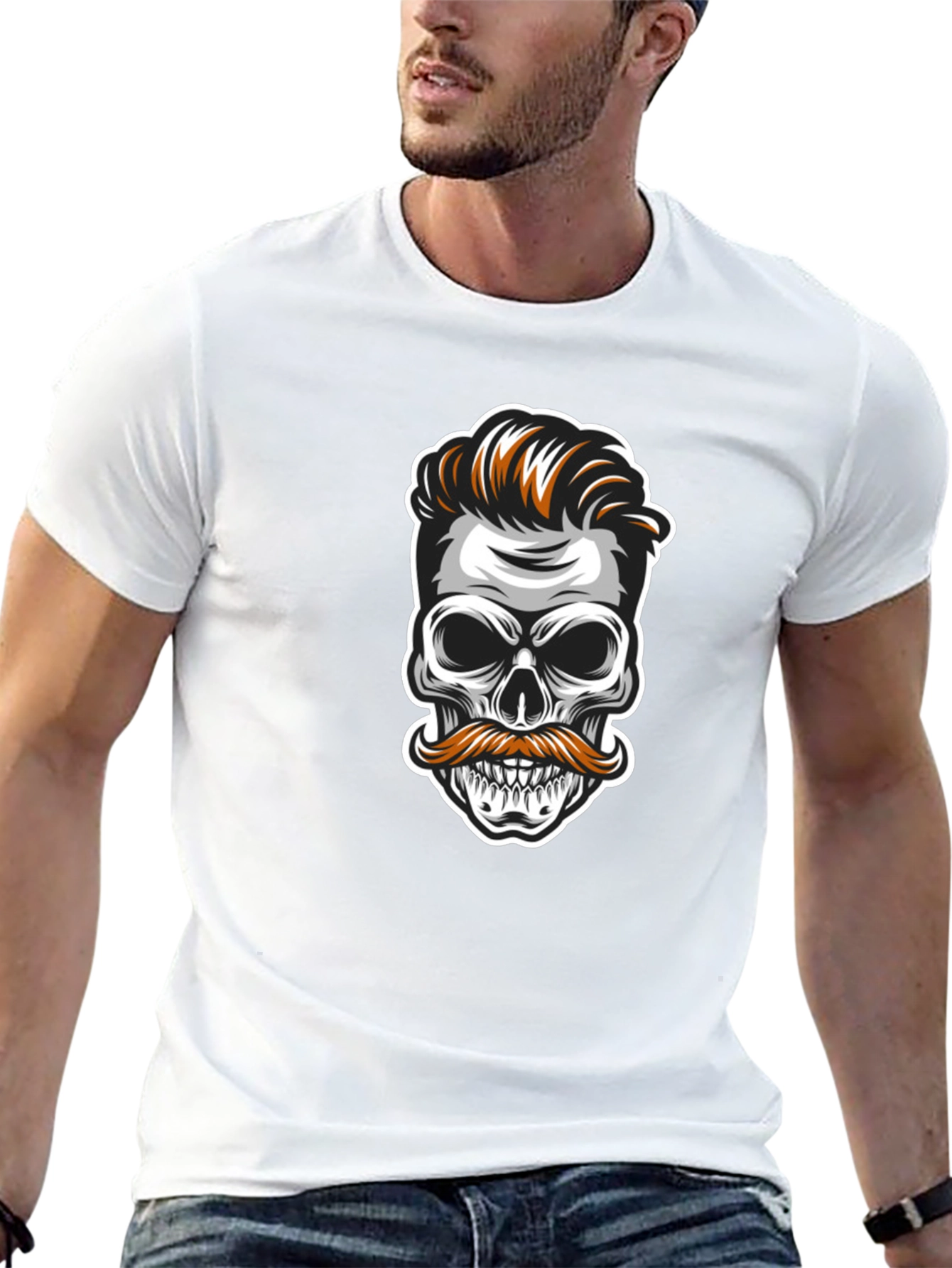 Skull Mustache Graphic Tee
