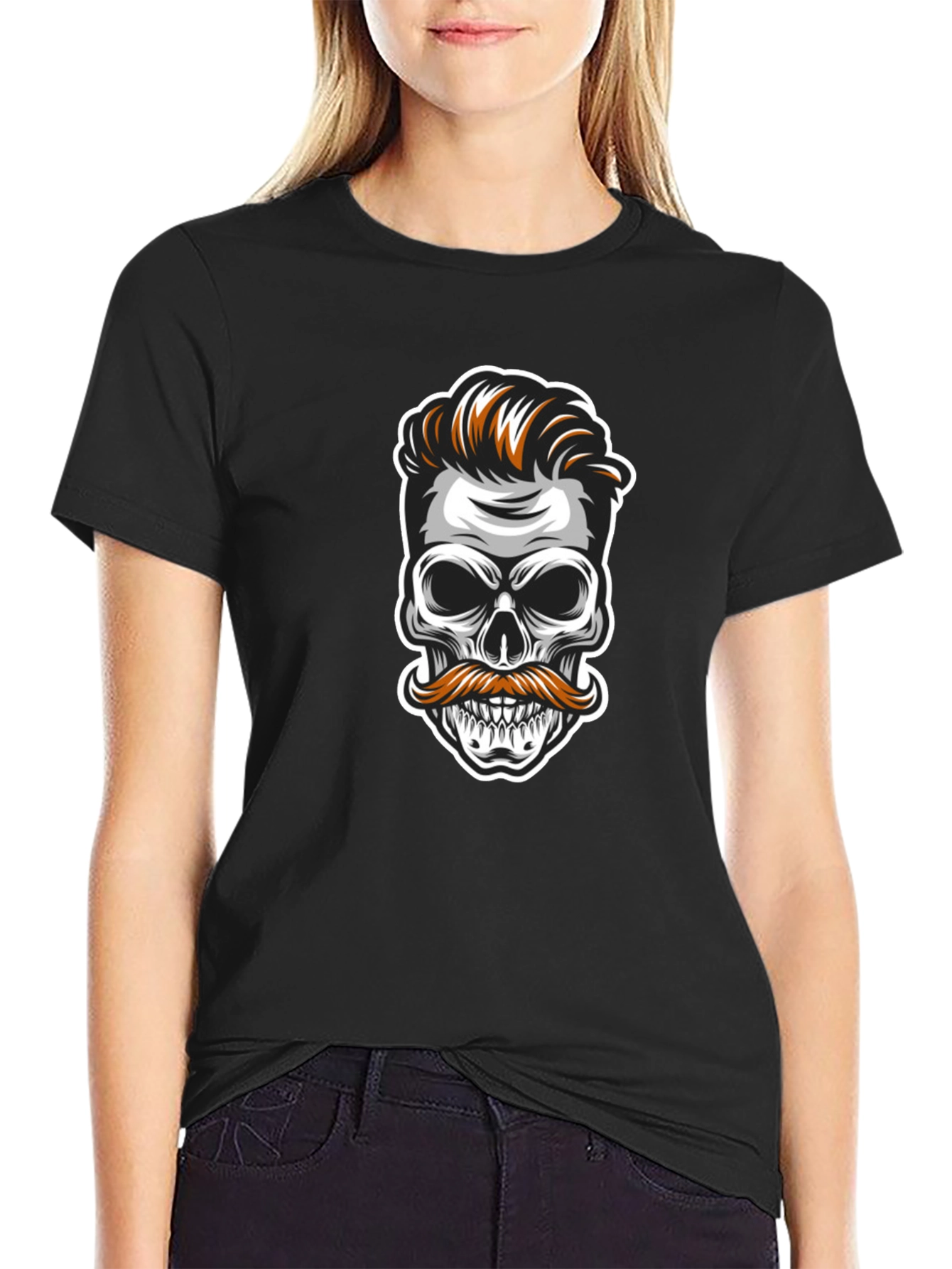 Skull Mustache Graphic Tee