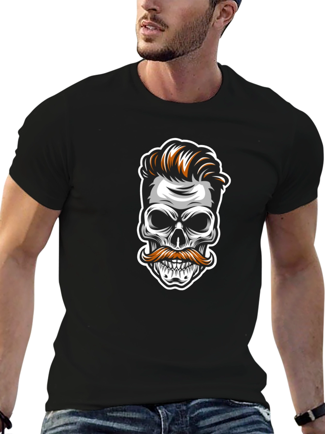 Skull Mustache Graphic Tee