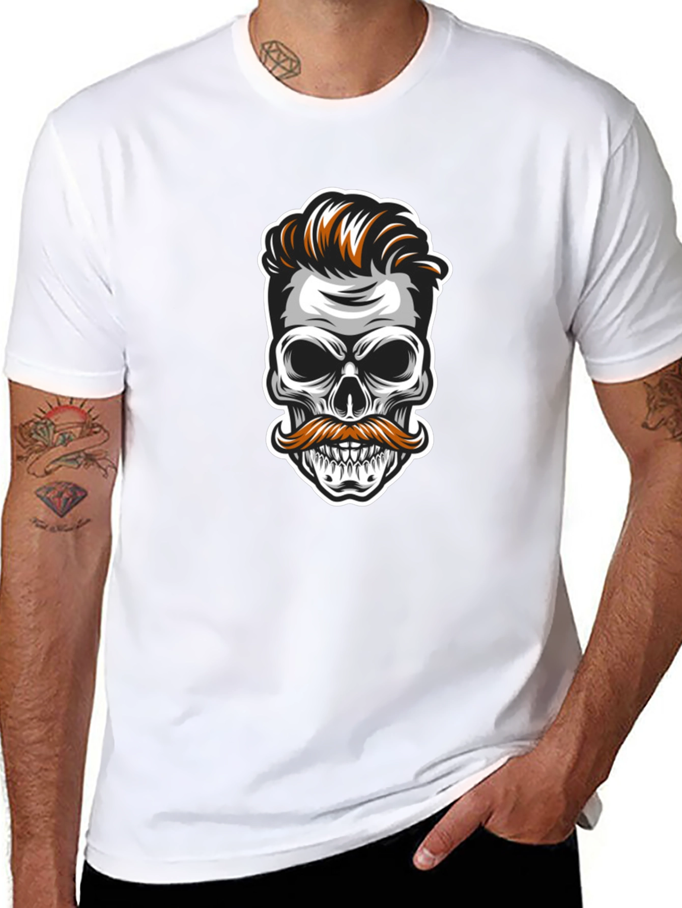 Skull Mustache Graphic Tee