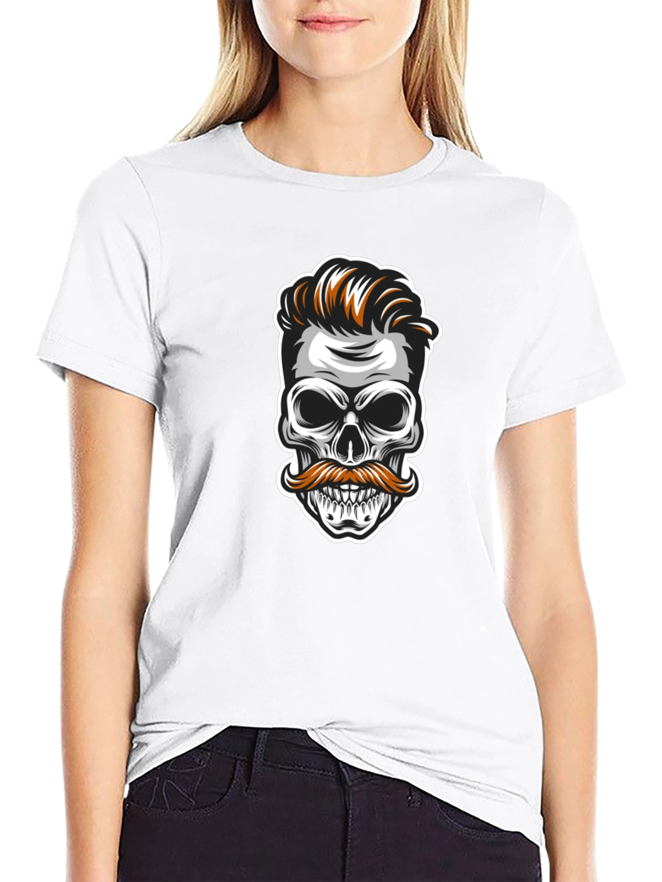 Skull Mustache Graphic Tee