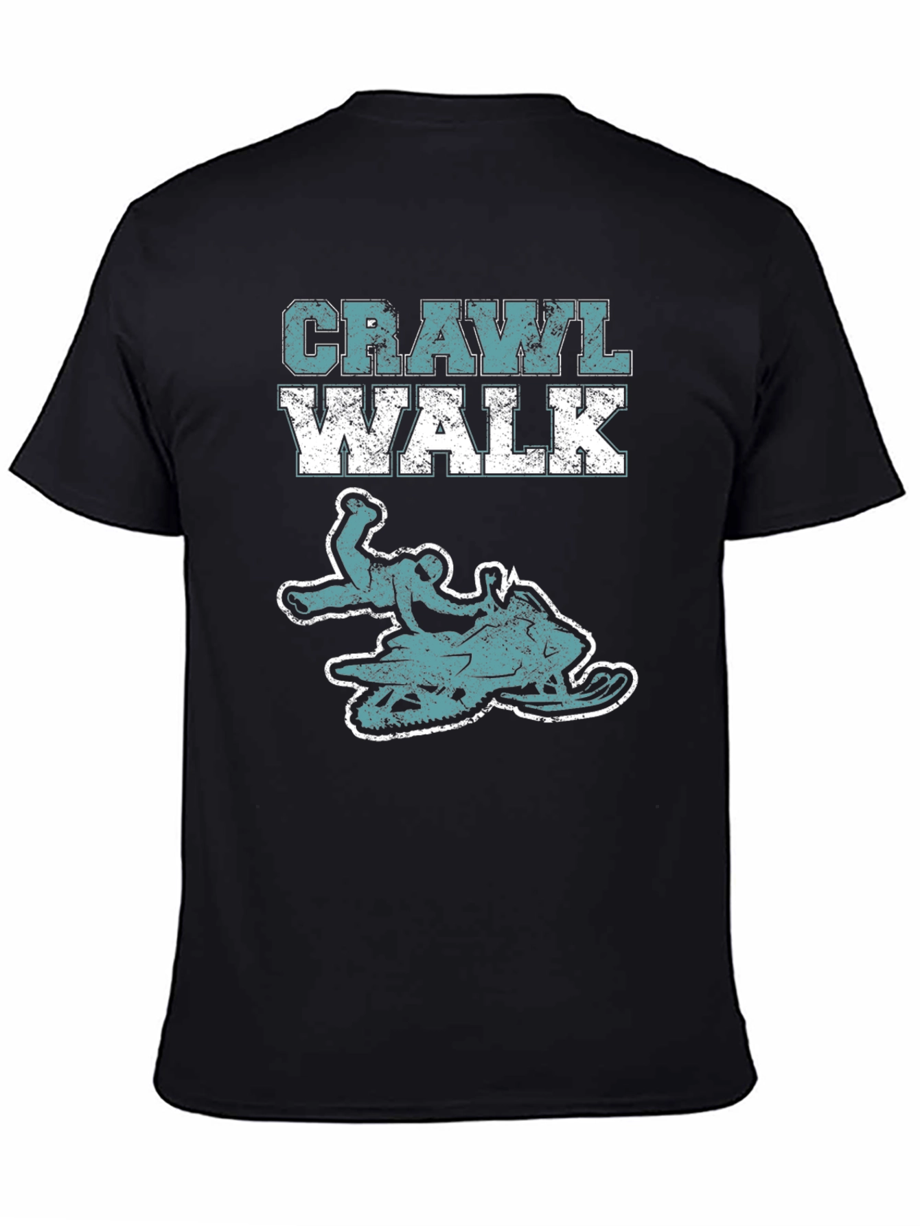 Crawl Walk Snowmobile T-Shirt - Black Graphic Tee