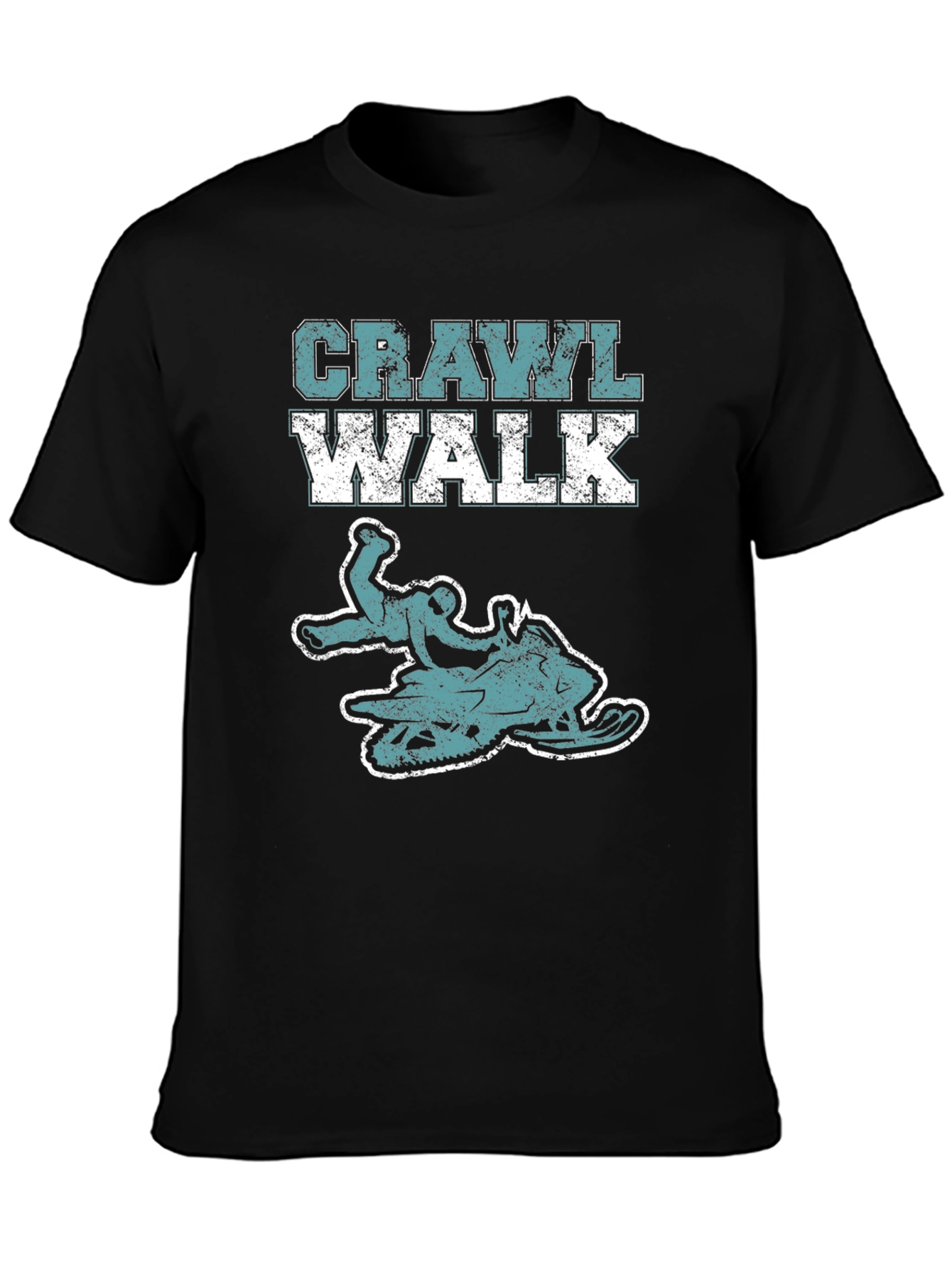 Crawl Walk Snowmobile T-Shirt - Black Graphic Tee