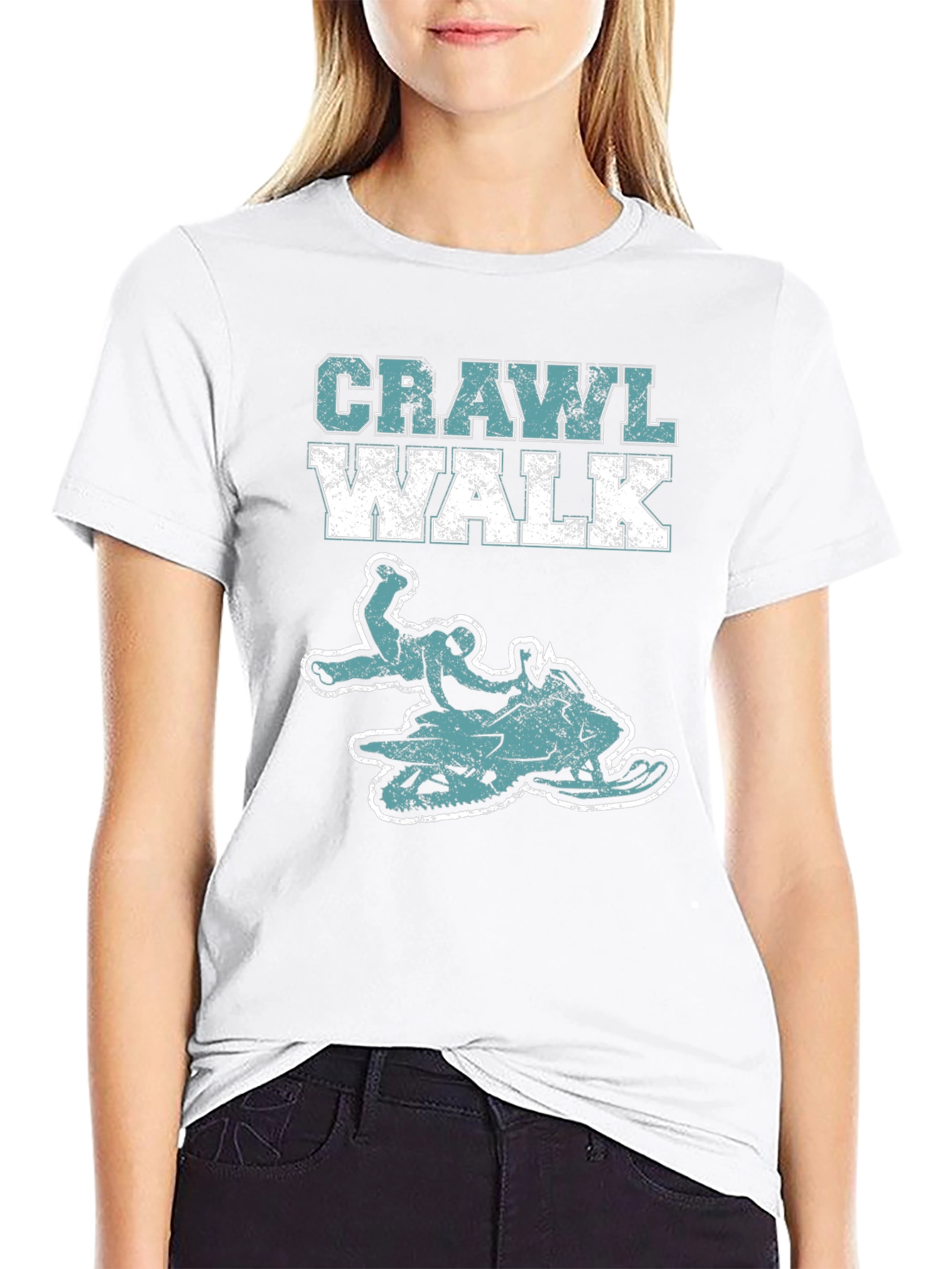 Crawl Walk Snowmobile T-Shirt - Black Graphic Tee