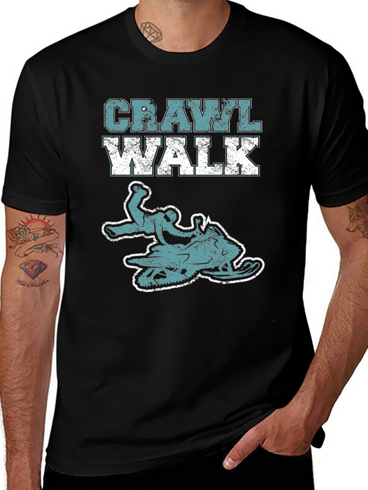 Crawl Walk Snowmobile T-Shirt - Black Graphic Tee