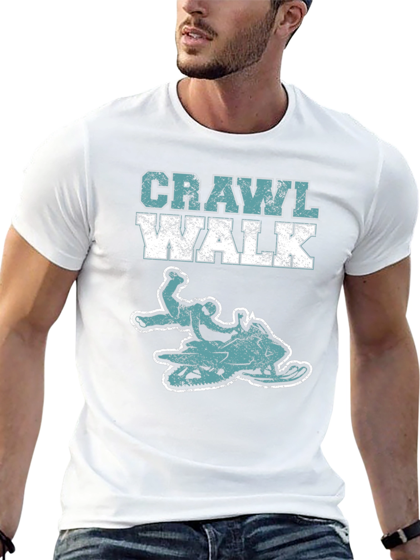 Crawl Walk Snowmobile T-Shirt - Black Graphic Tee