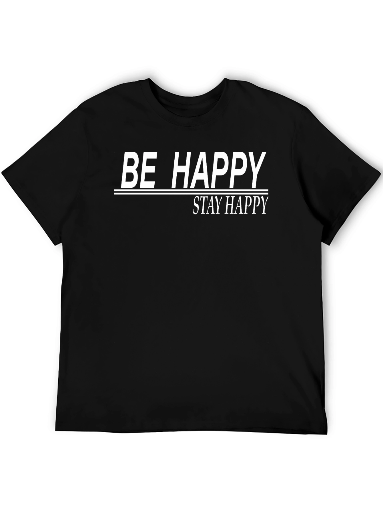 Be Happy Graphic Tee - Black Casual T-Shirt