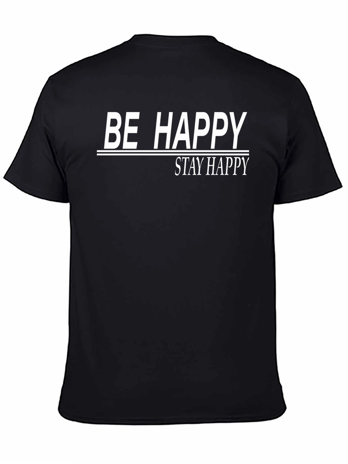 Be Happy Graphic Tee - Black Casual T-Shirt