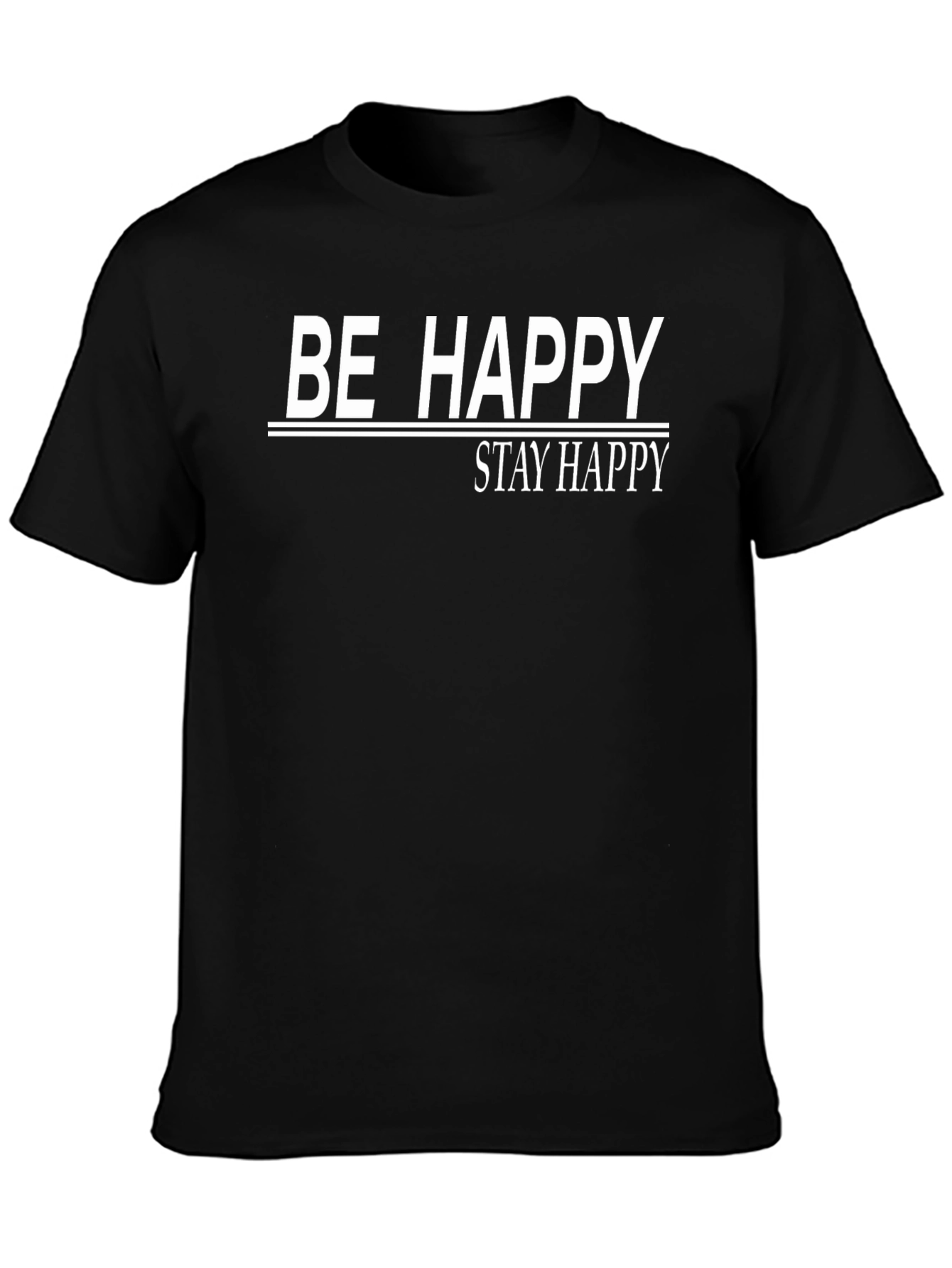 Be Happy Graphic Tee - Black Casual T-Shirt