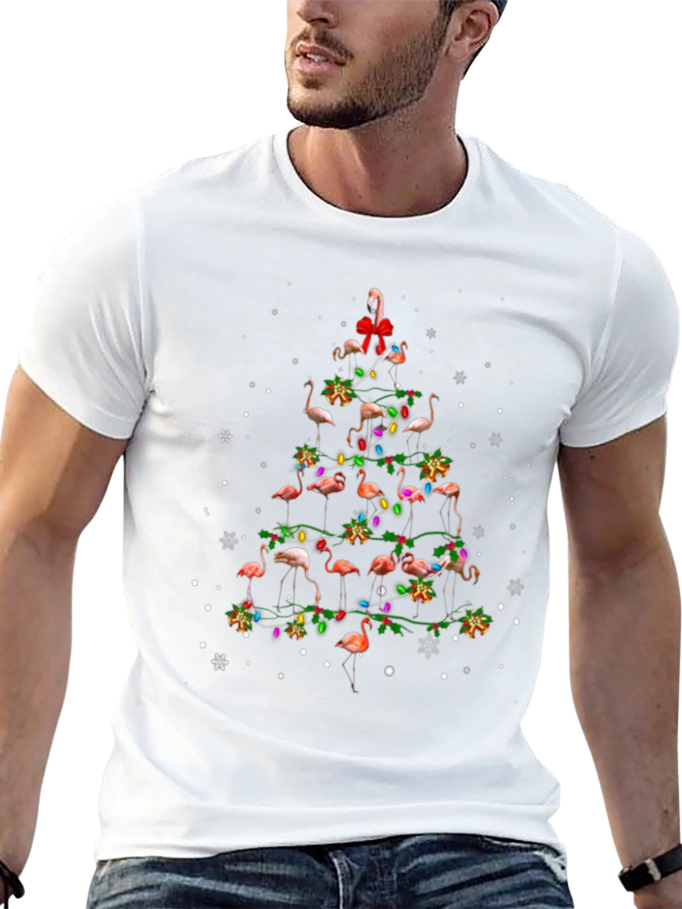 Flamingo Christmas Tree Graphic Tee
