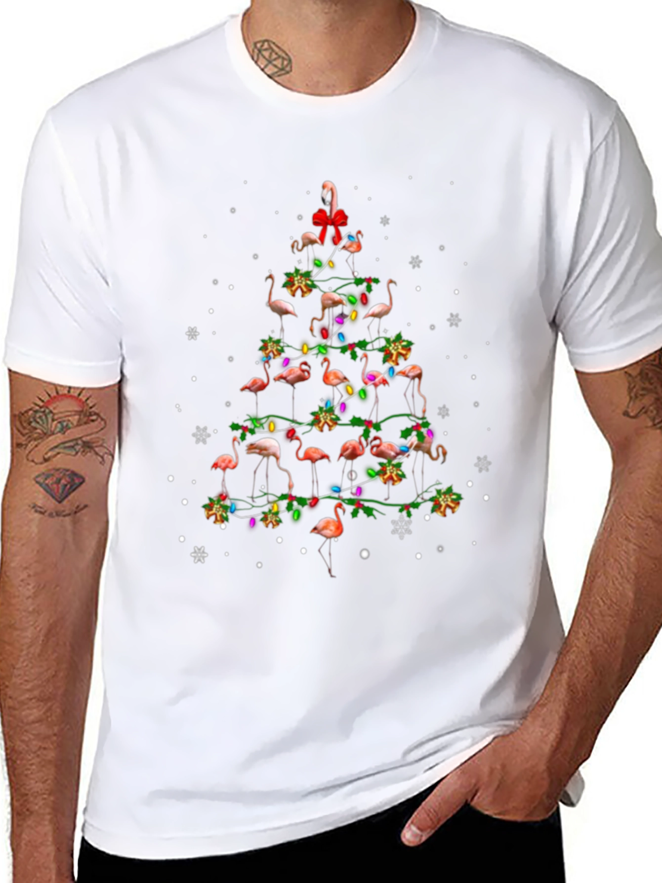 Flamingo Christmas Tree Graphic Tee