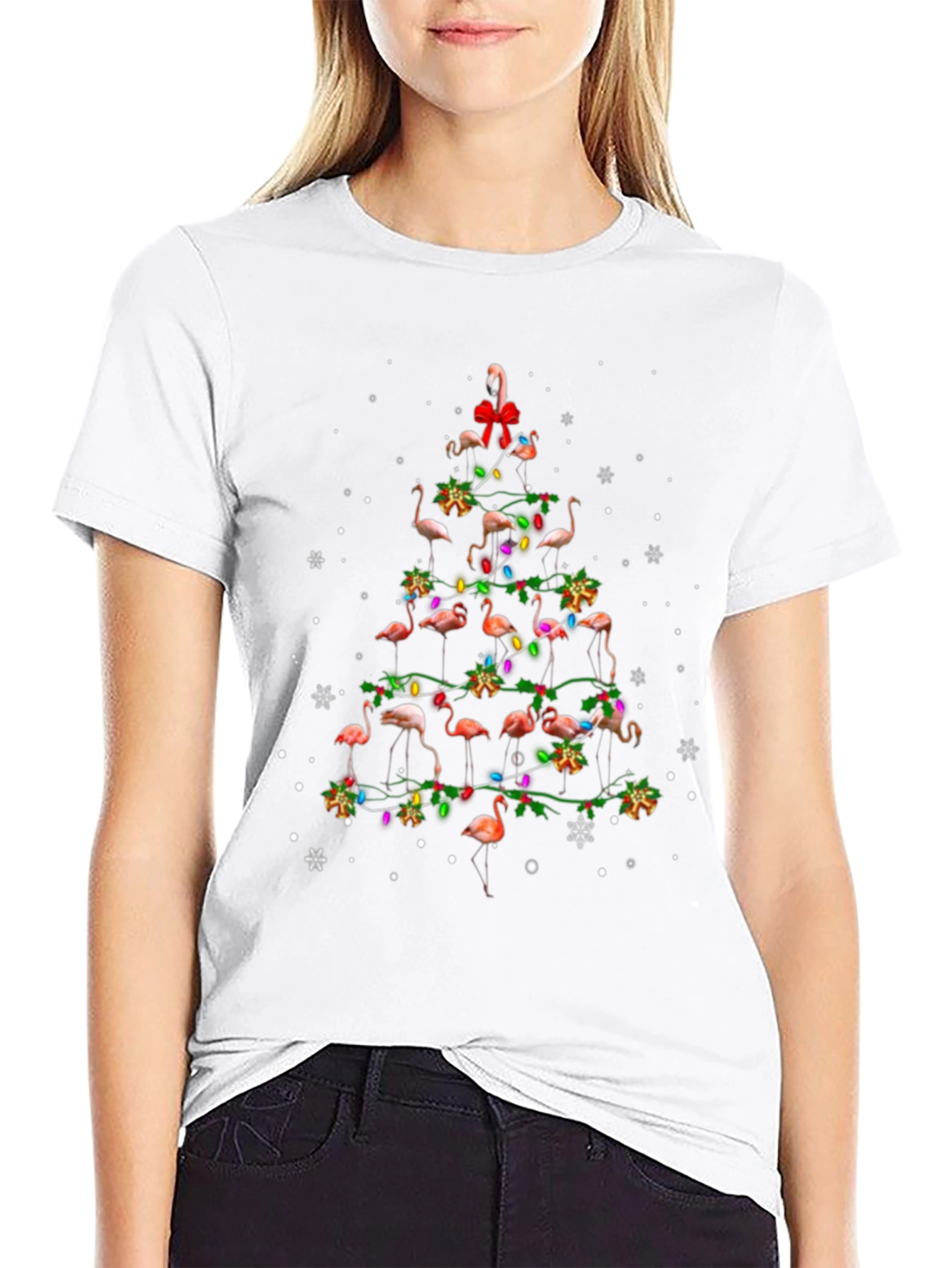 Flamingo Christmas Tree Graphic Tee