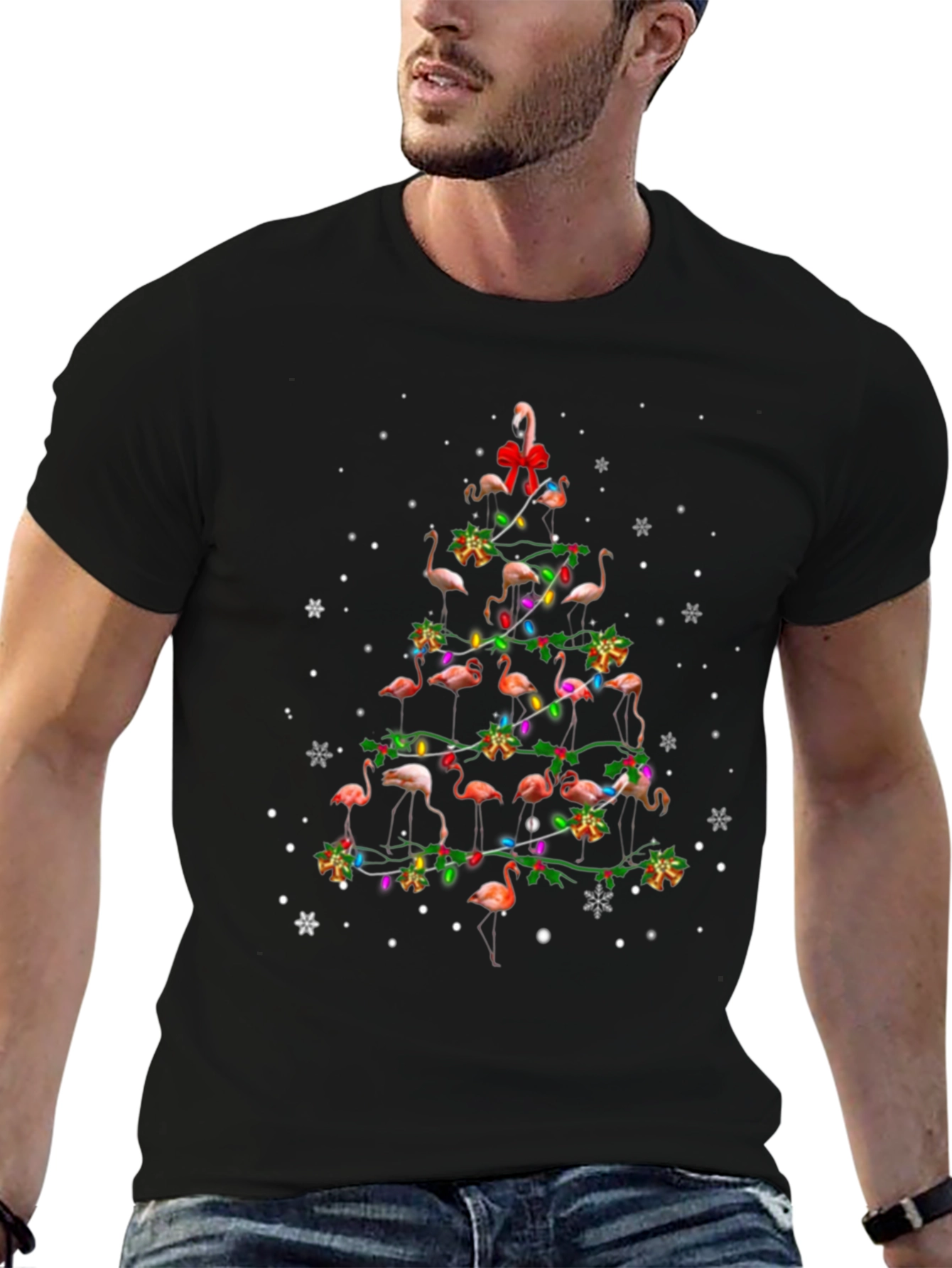 Flamingo Christmas Tree Graphic Tee