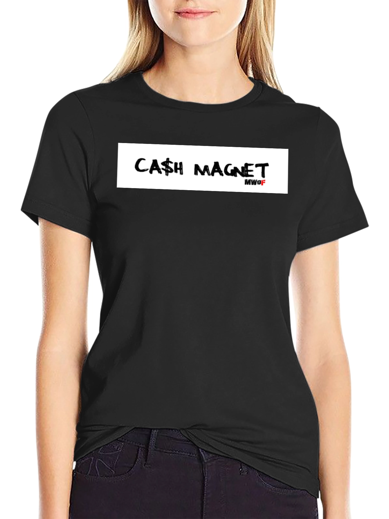 Cash Magnet Graphic T-Shirt - Black Crew Neck Tee