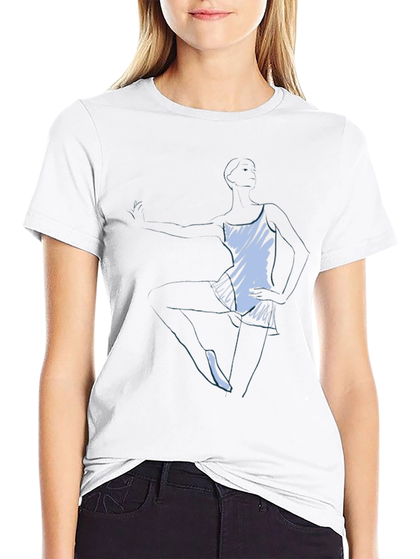 Abstract Figure Graphic Tee - Black