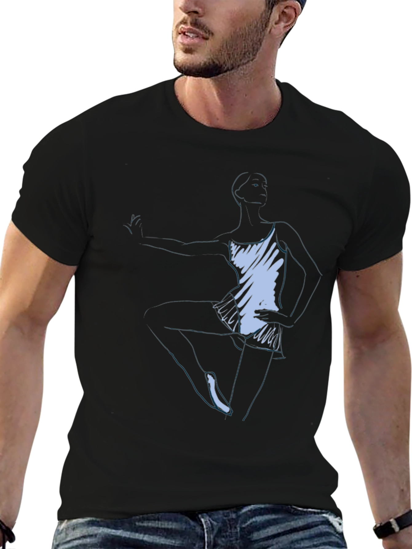 Abstract Figure Graphic Tee - Black