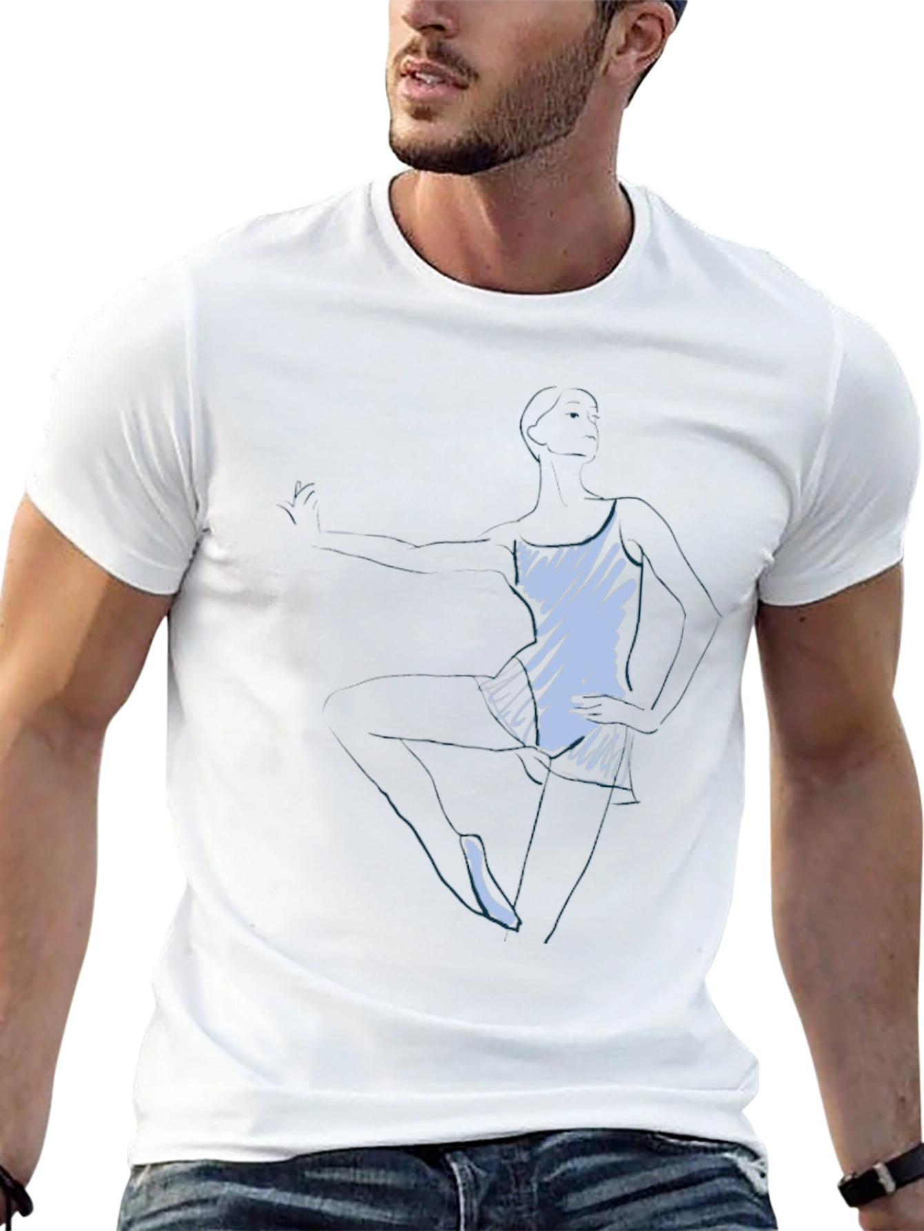 Abstract Figure Graphic Tee - Black