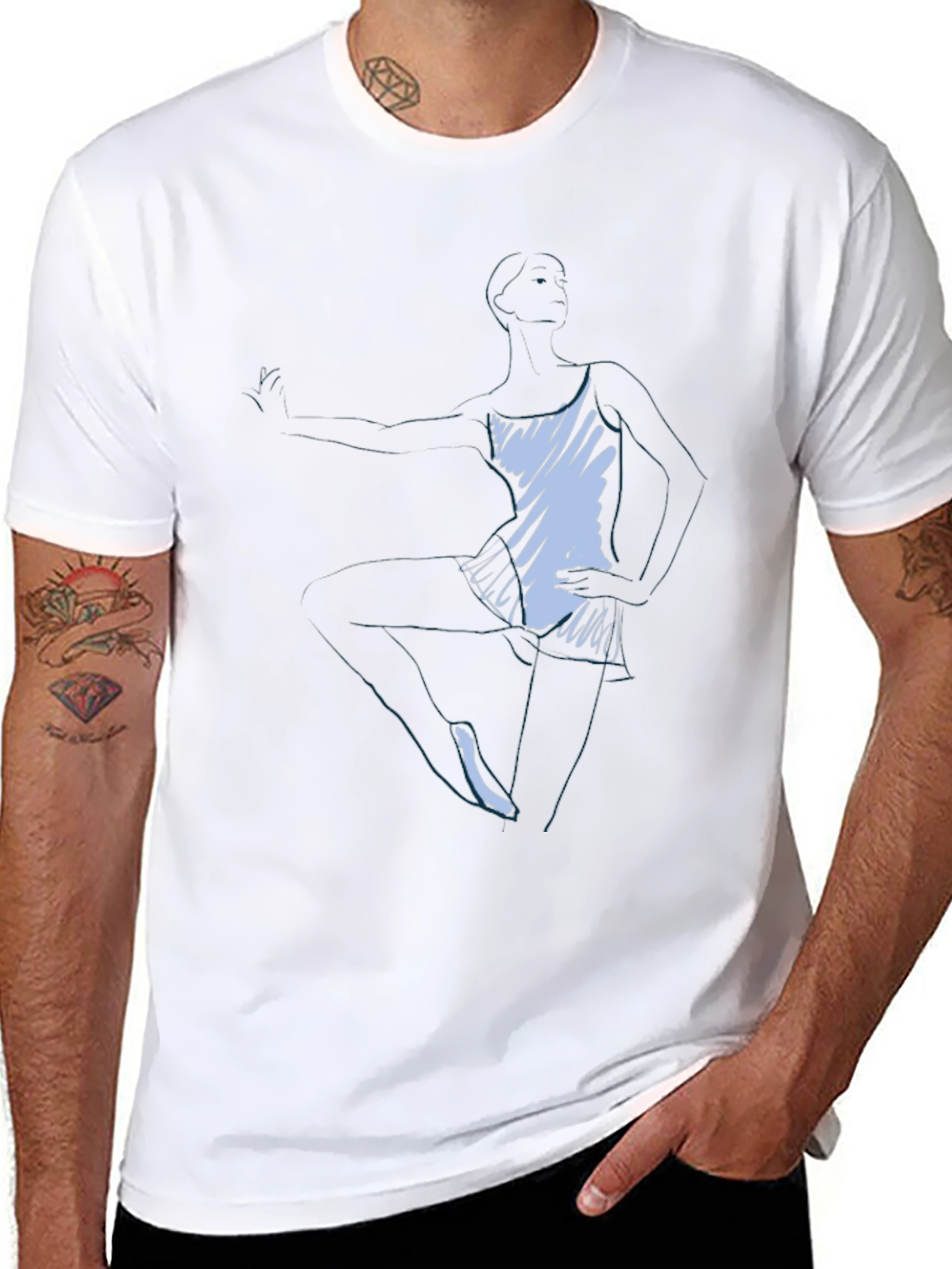 Abstract Figure Graphic Tee - Black