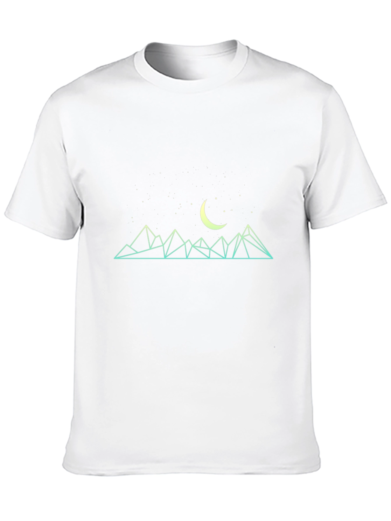 Geometric Mountain & Moon Graphic Tee - Black