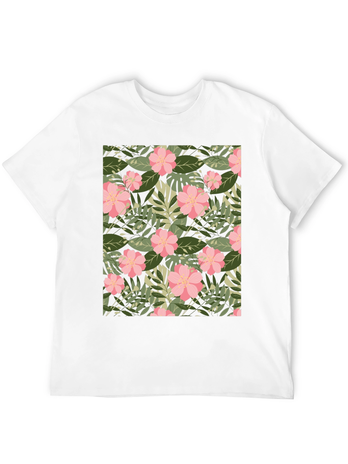 Tropical Floral Print Black T-Shirt