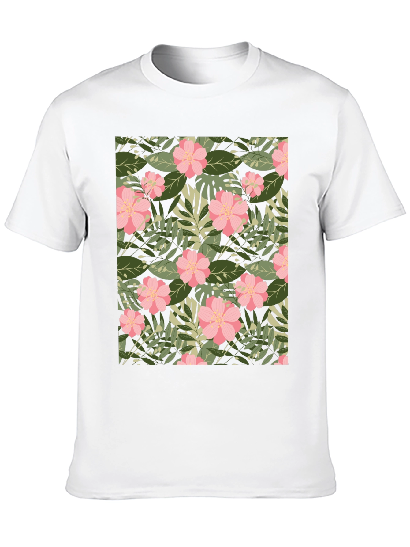 Tropical Floral Print Black T-Shirt