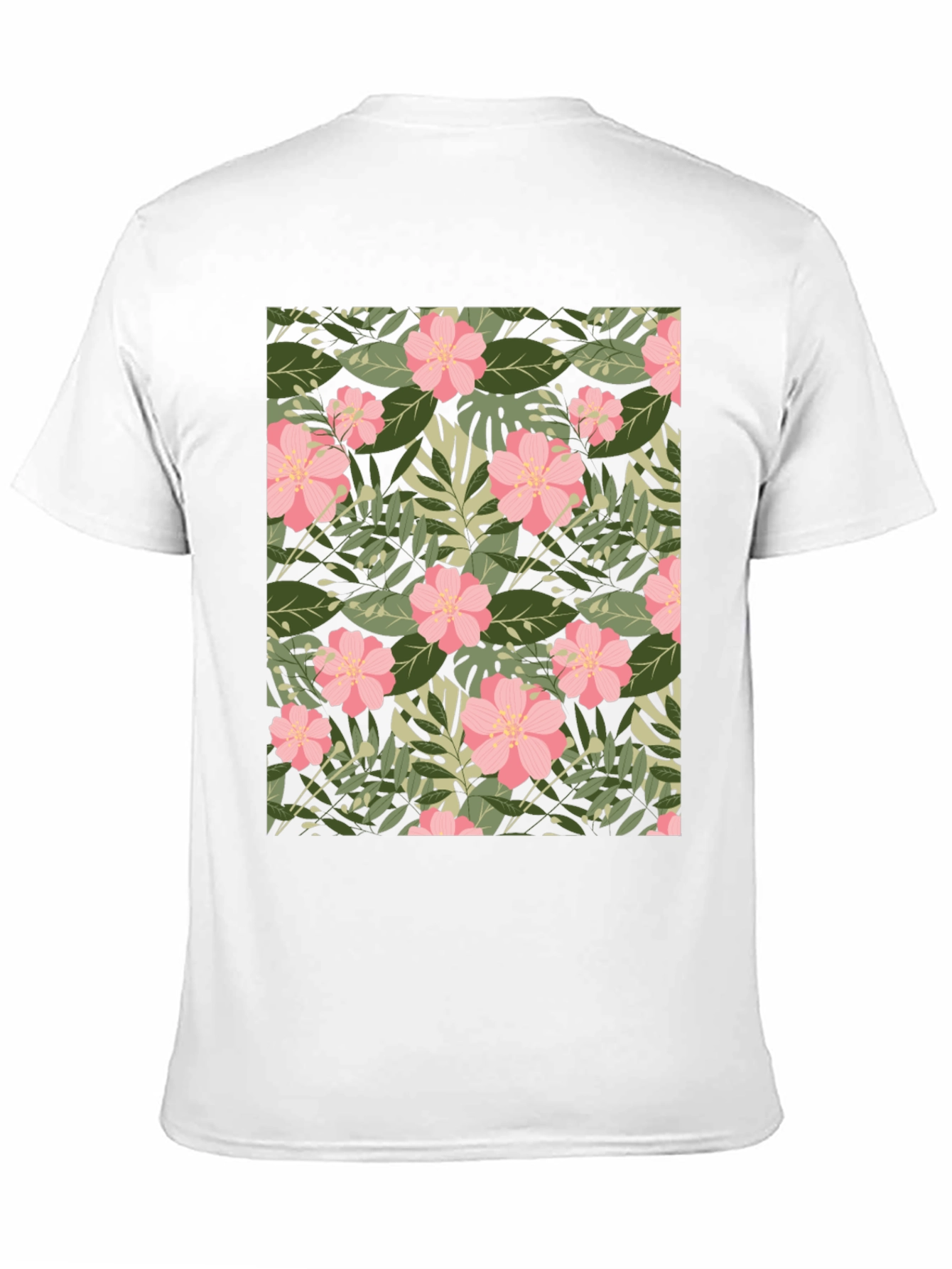 Tropical Floral Print Black T-Shirt