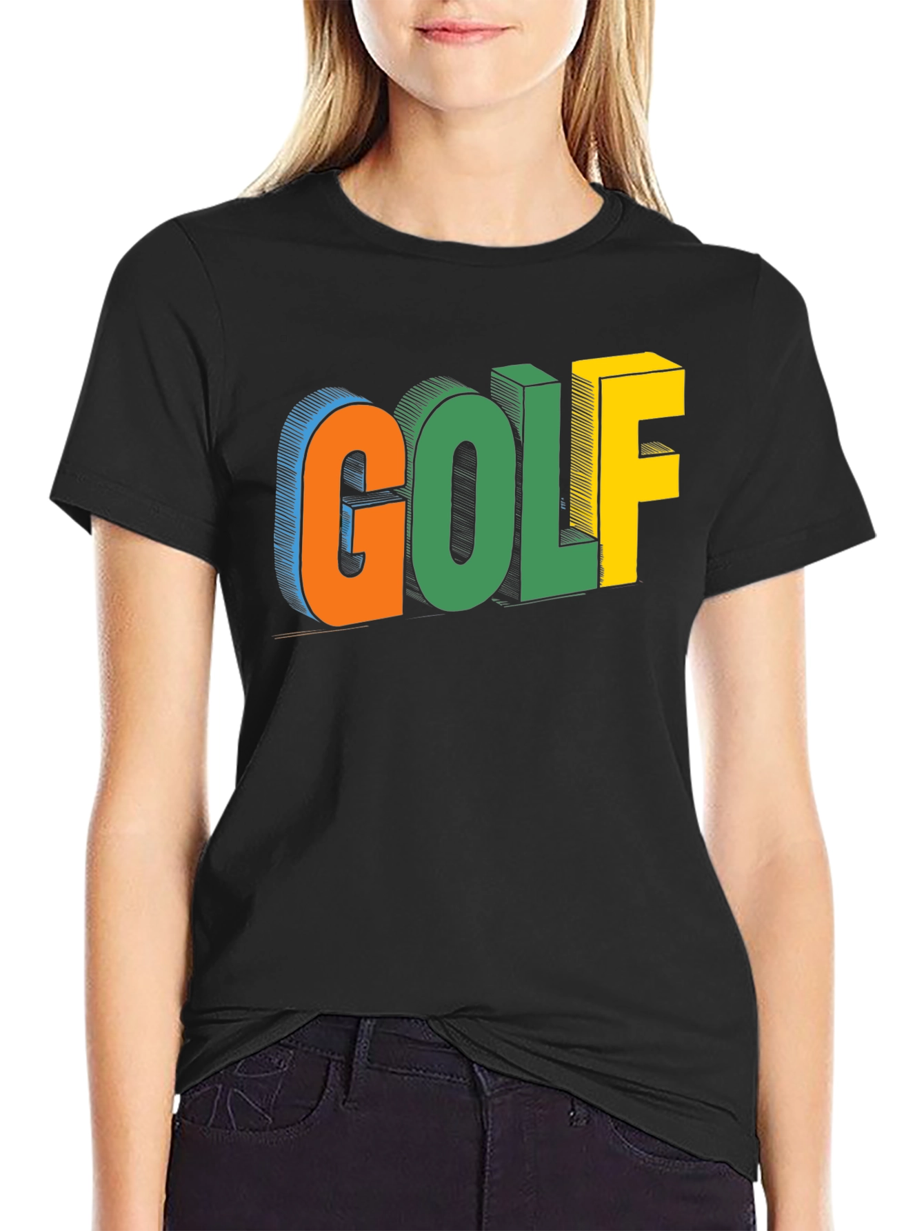 Golf Graphic Print Black T-Shirt