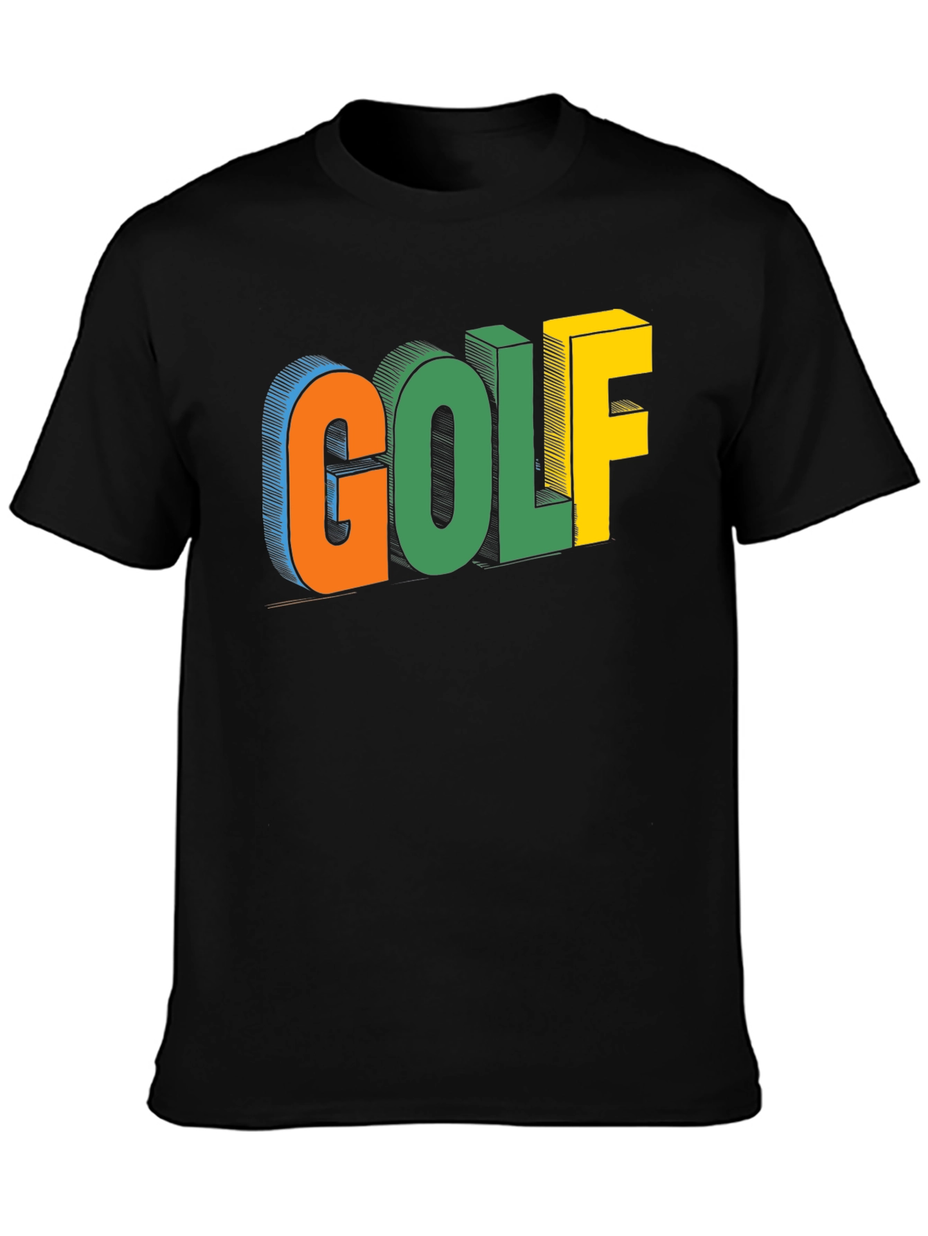 Golf Graphic Print Black T-Shirt