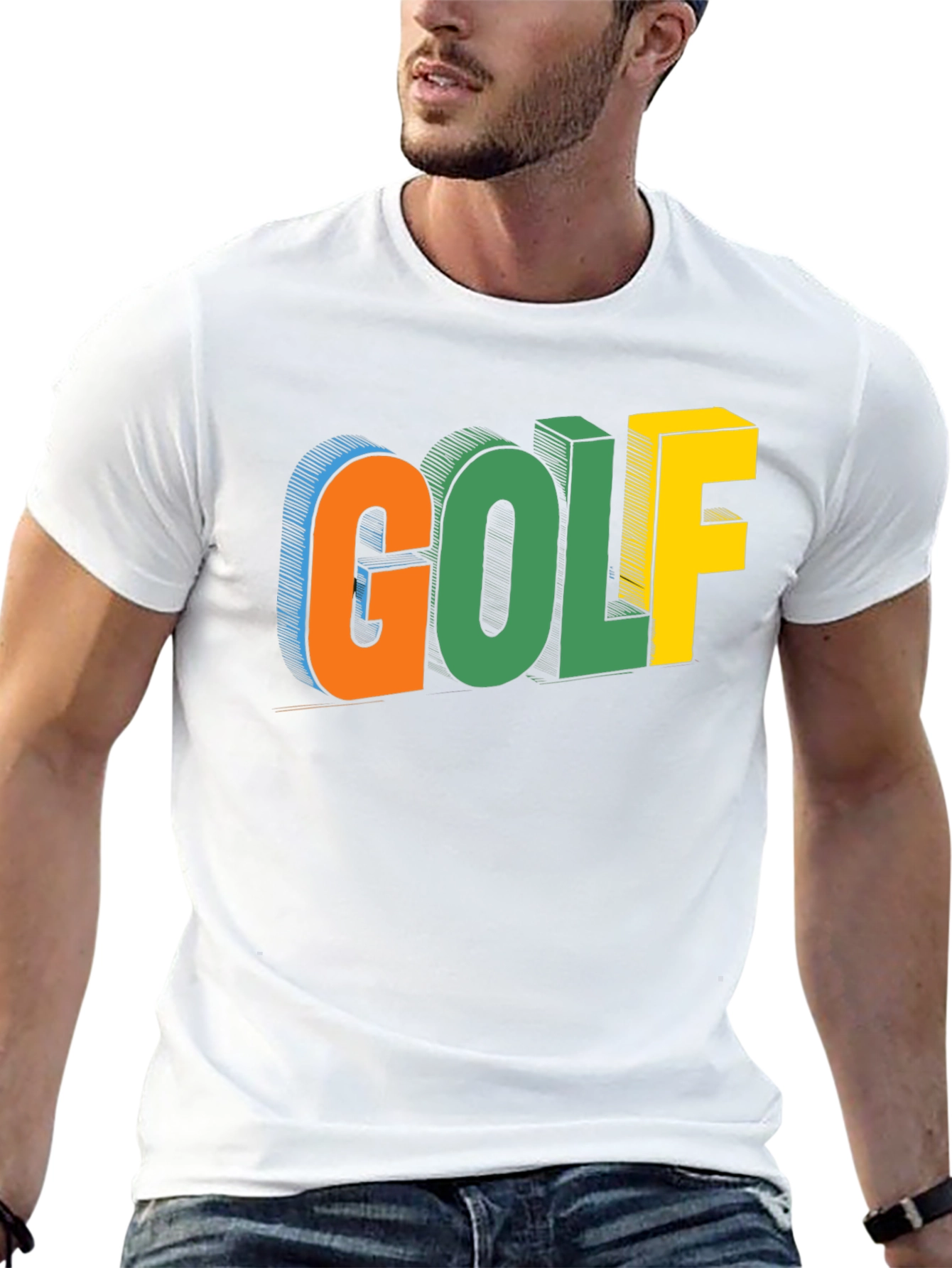 Golf Graphic Print Black T-Shirt