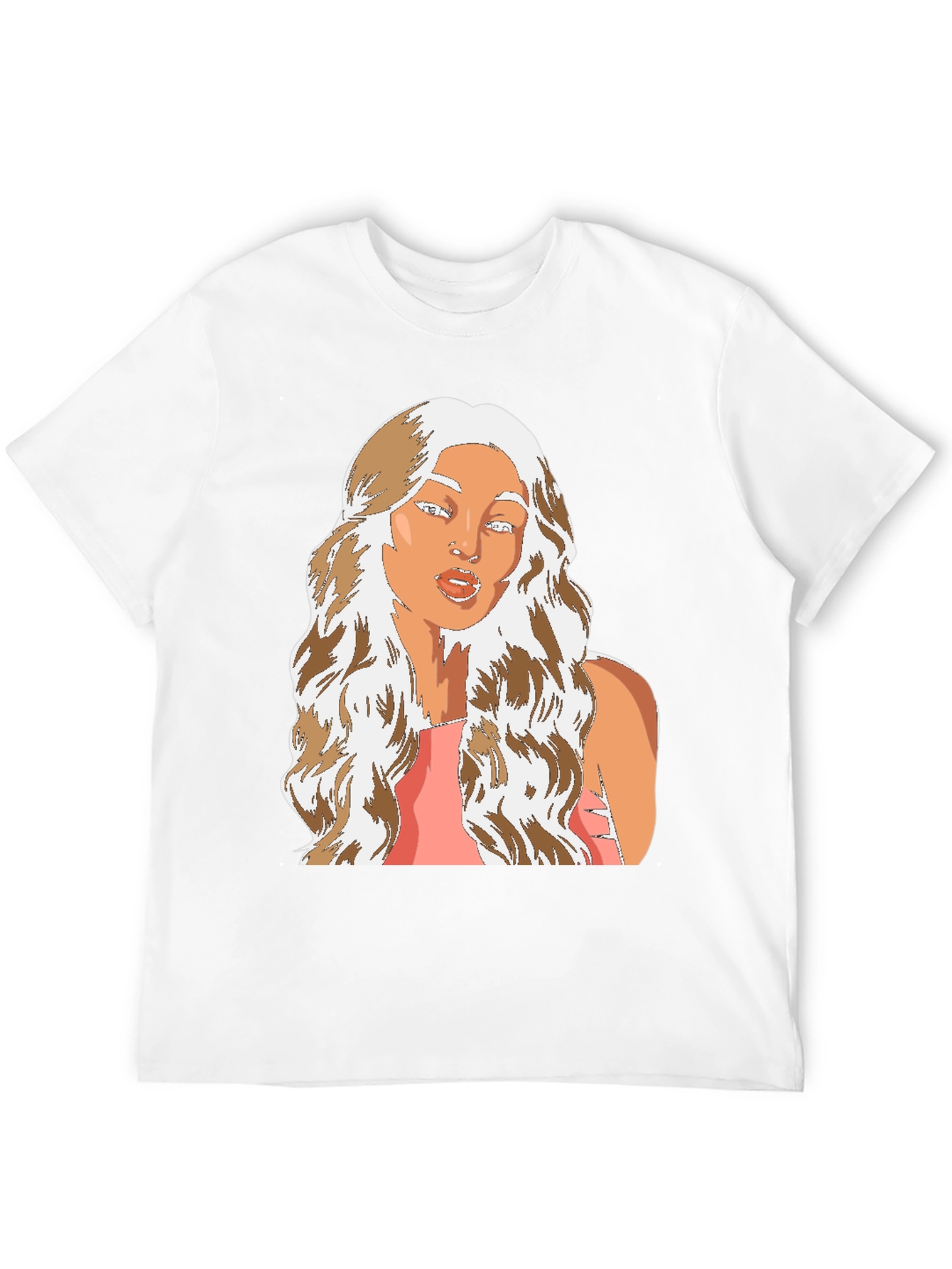 Cartoon Woman Graphic Tee - Black