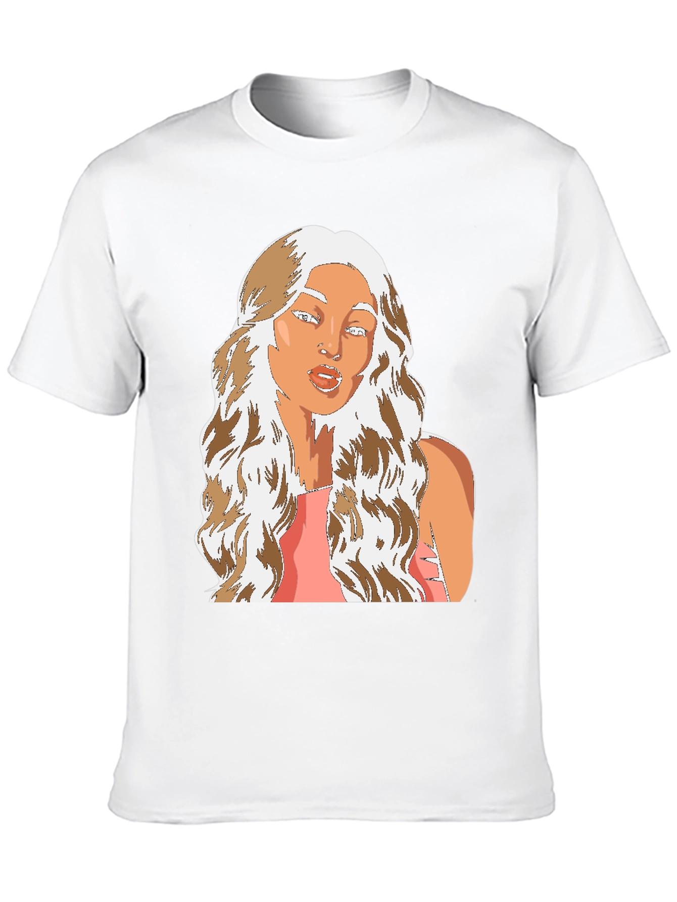 Cartoon Woman Graphic Tee - Black